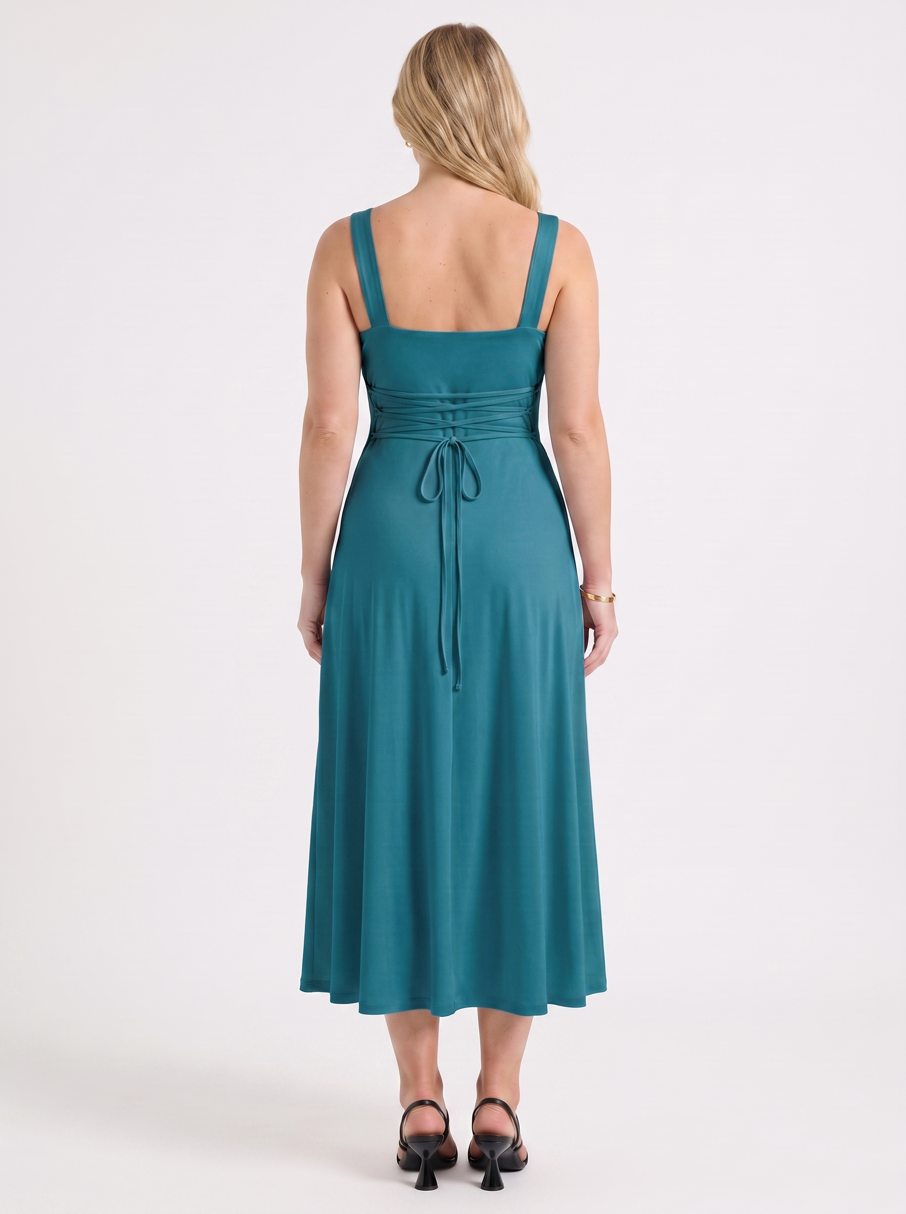 Chloe Midikleid mit Karree-Ausschnitt