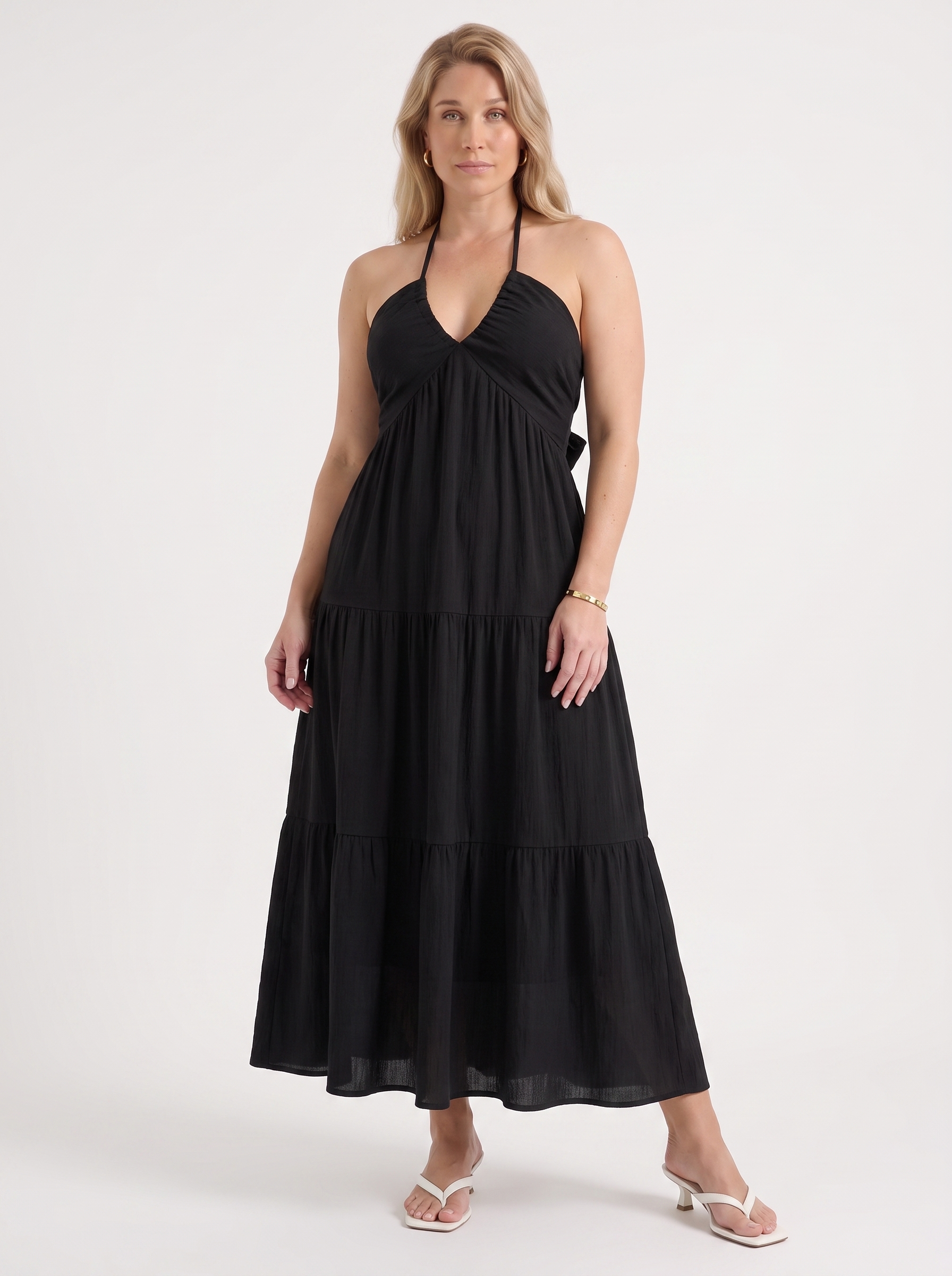 Sloane Volant-Maxikleid mit Neckholder