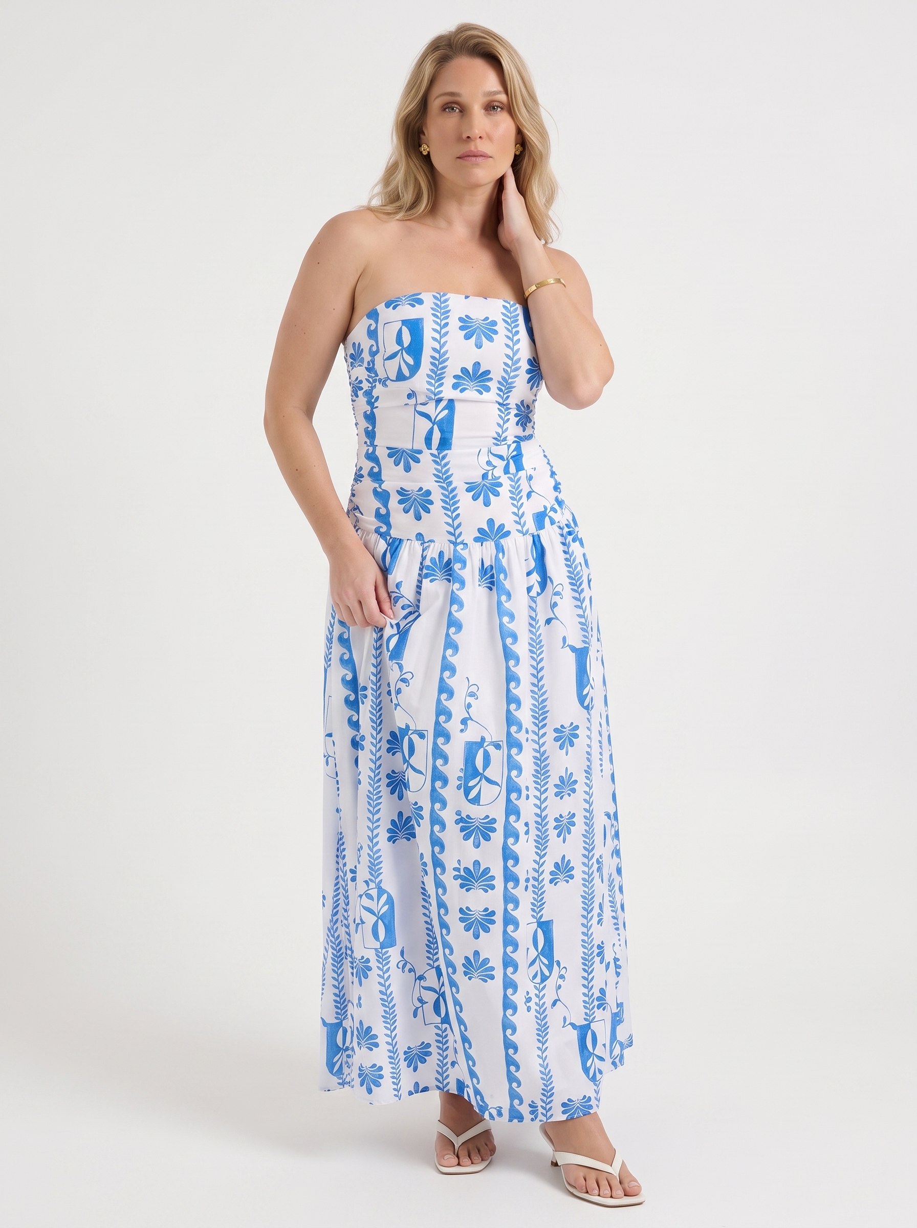 Glenna Gerafftes Bandeau Maxikleid