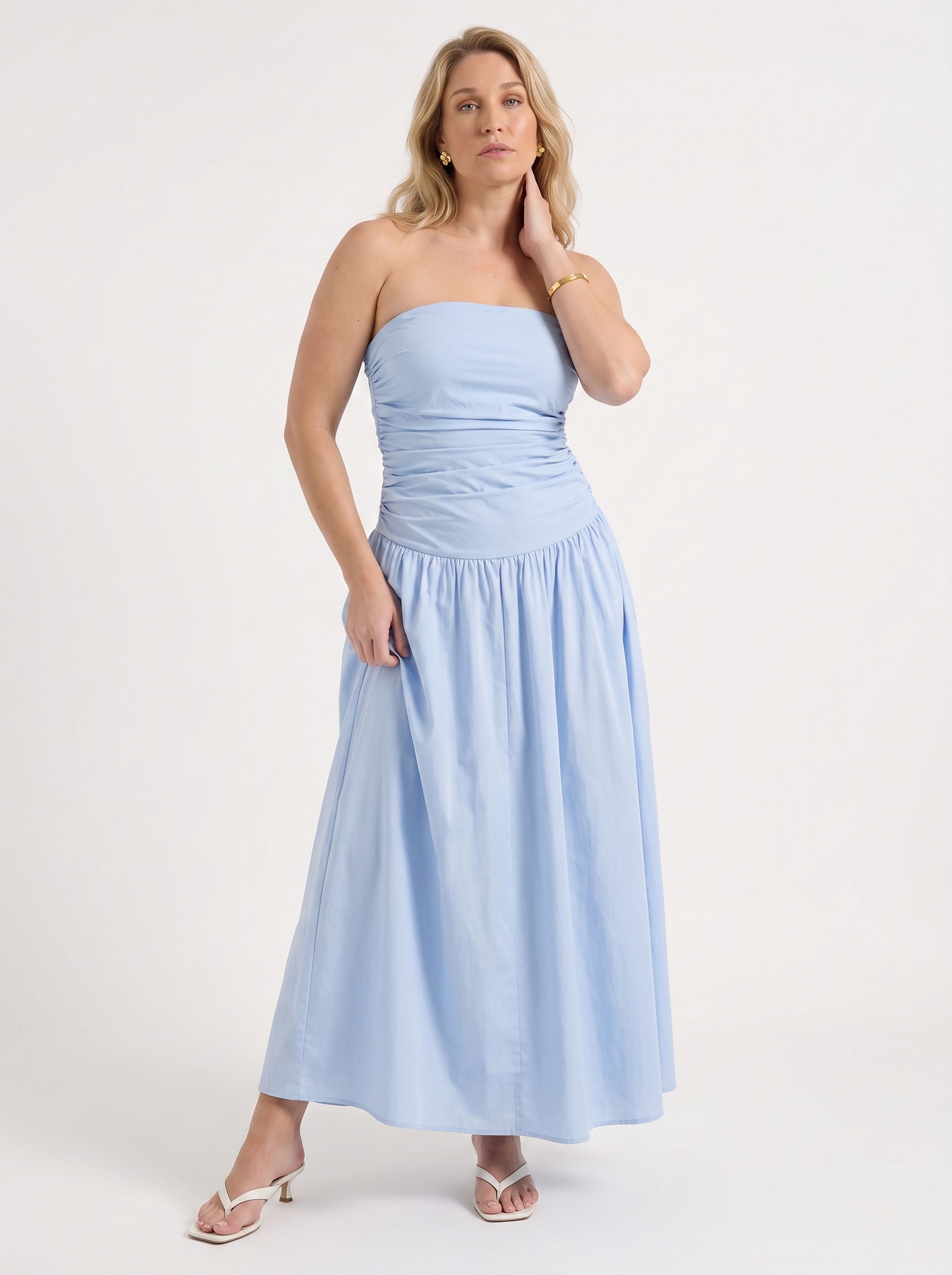 Glenna Gerafftes Bandeau Maxikleid