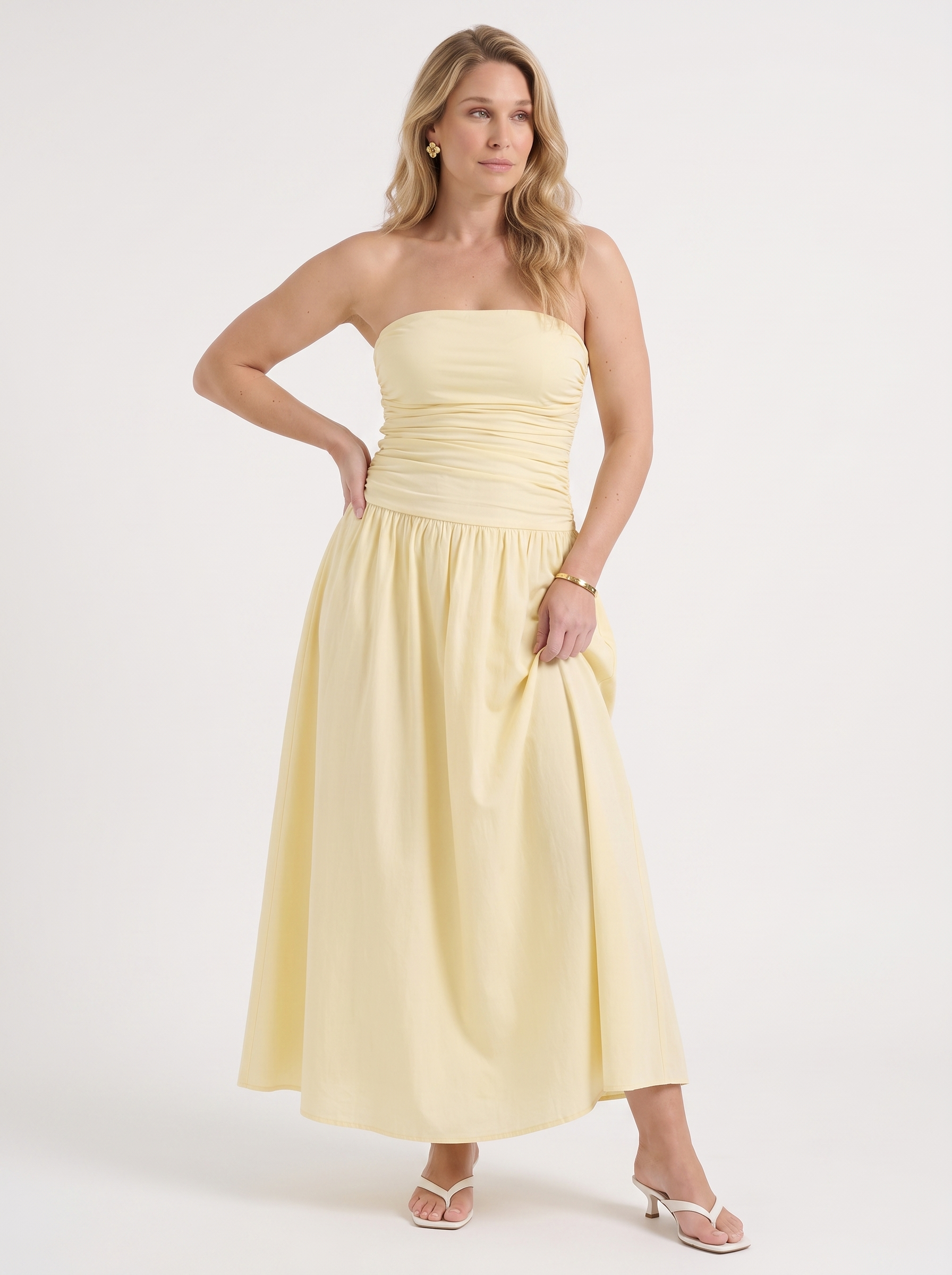 Glenna Gerafftes Bandeau Maxikleid