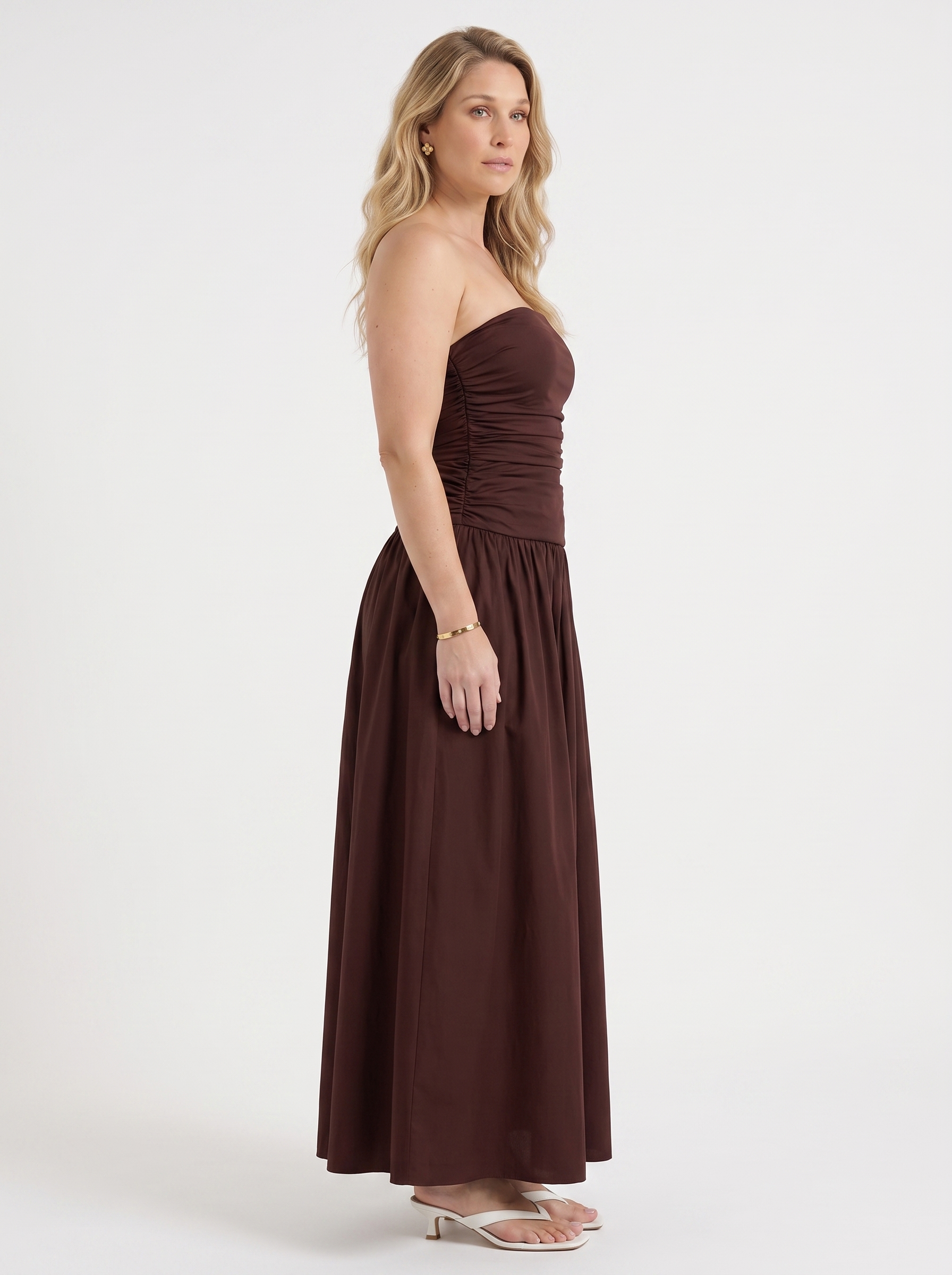 Glenna Gerafftes Bandeau Maxikleid
