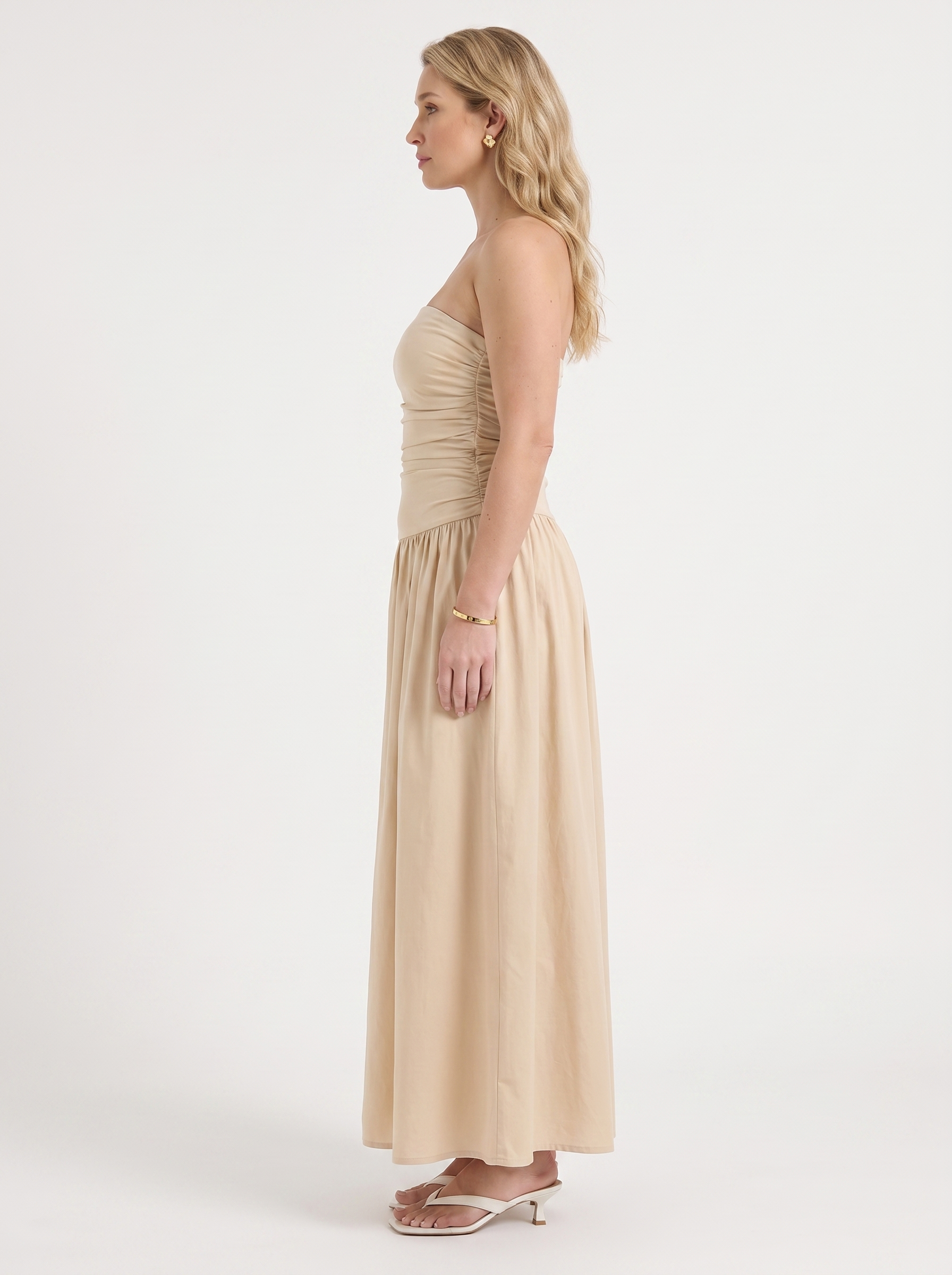 Glenna Gerafftes Bandeau Maxikleid
