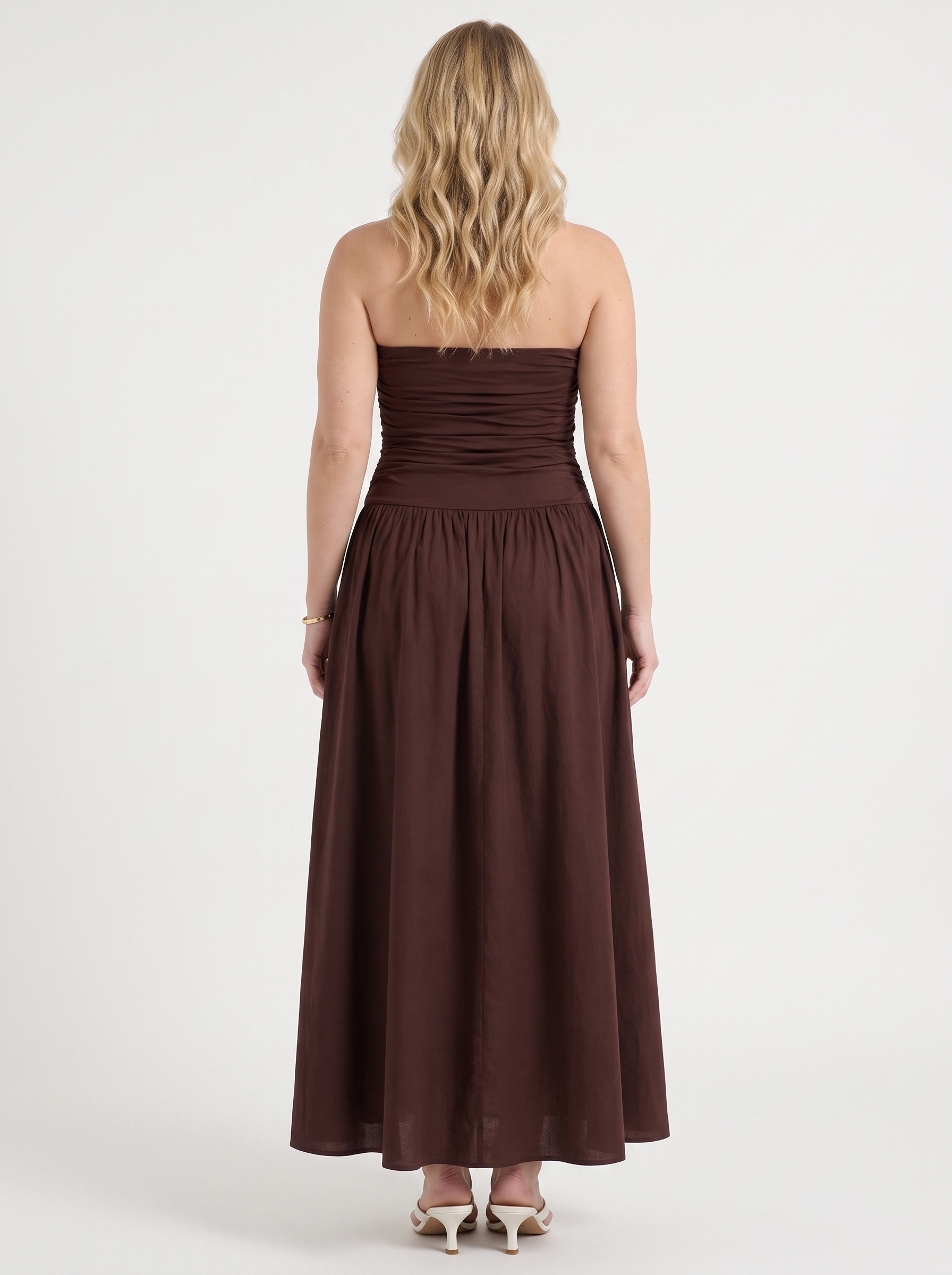 Glenna Gerafftes Bandeau Maxikleid