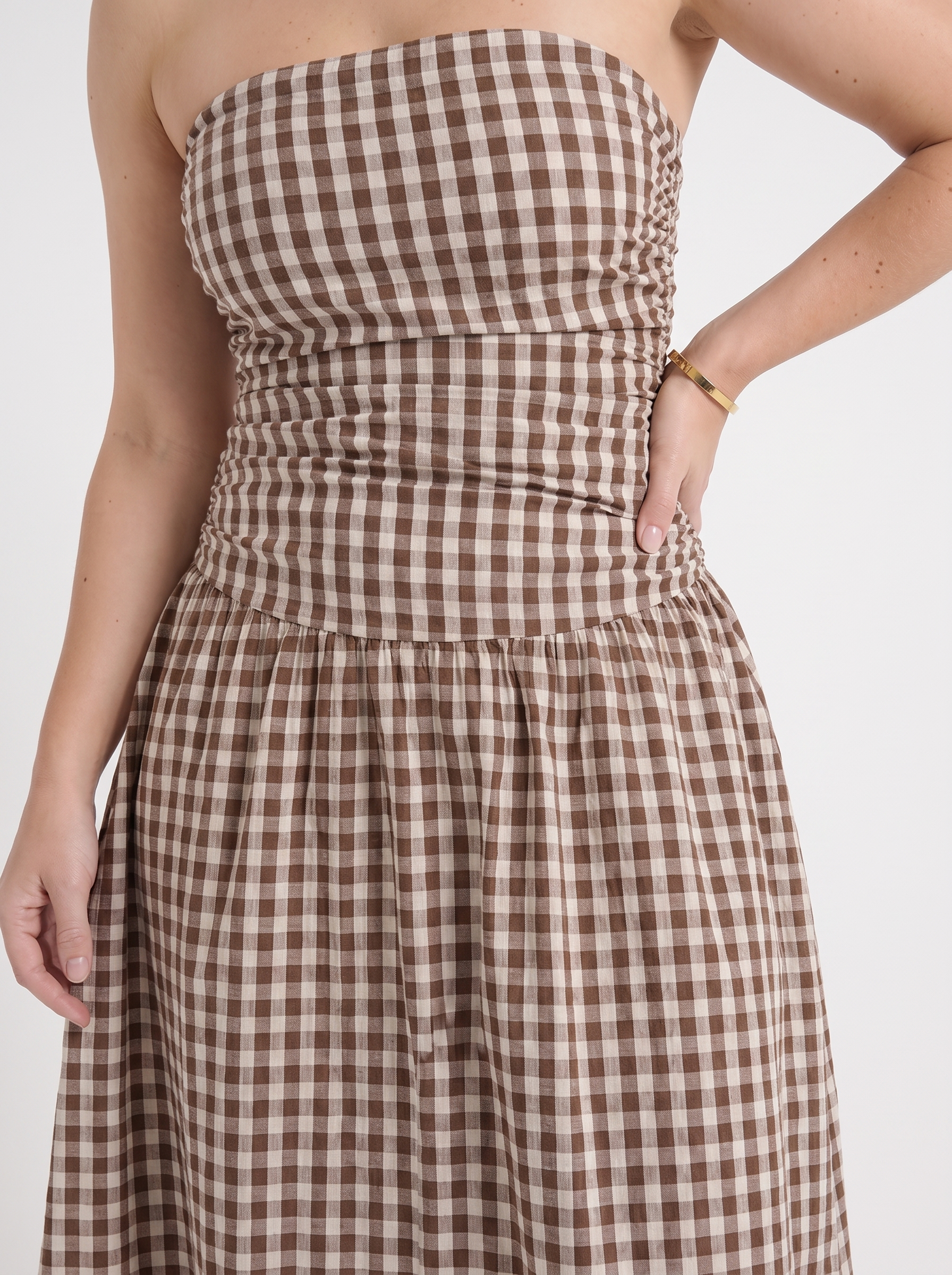Glenna Gerafftes Bandeau Maxikleid