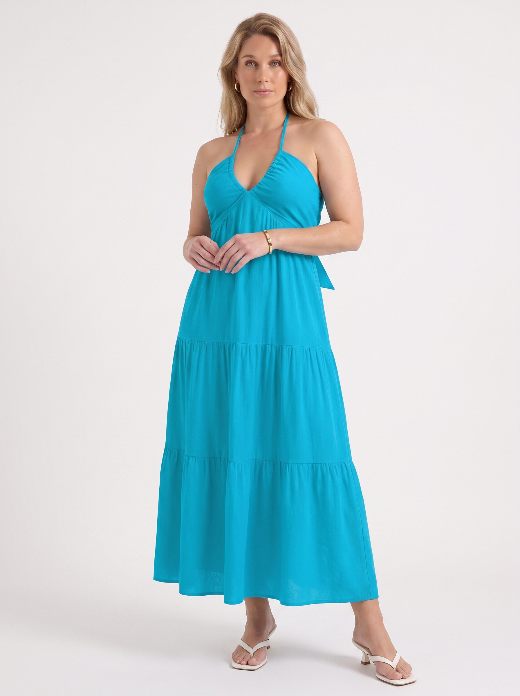 Sloane Volant-Maxikleid mit Neckholder