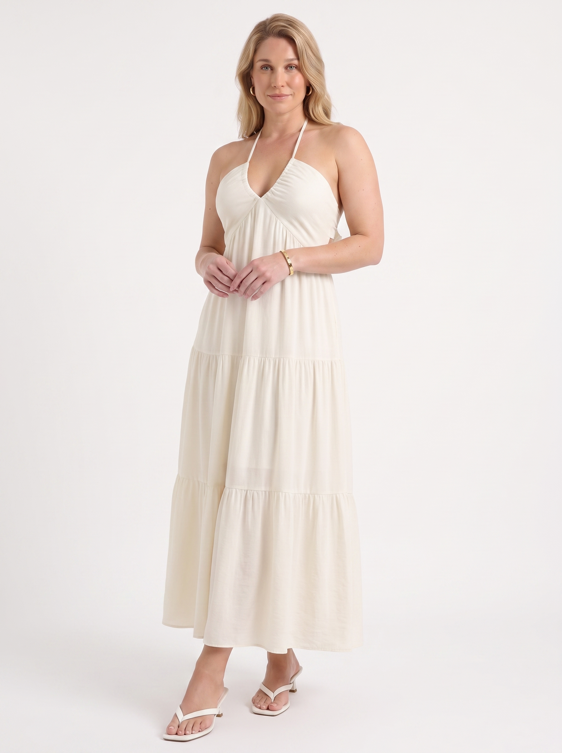 Sloane Volant-Maxikleid mit Neckholder