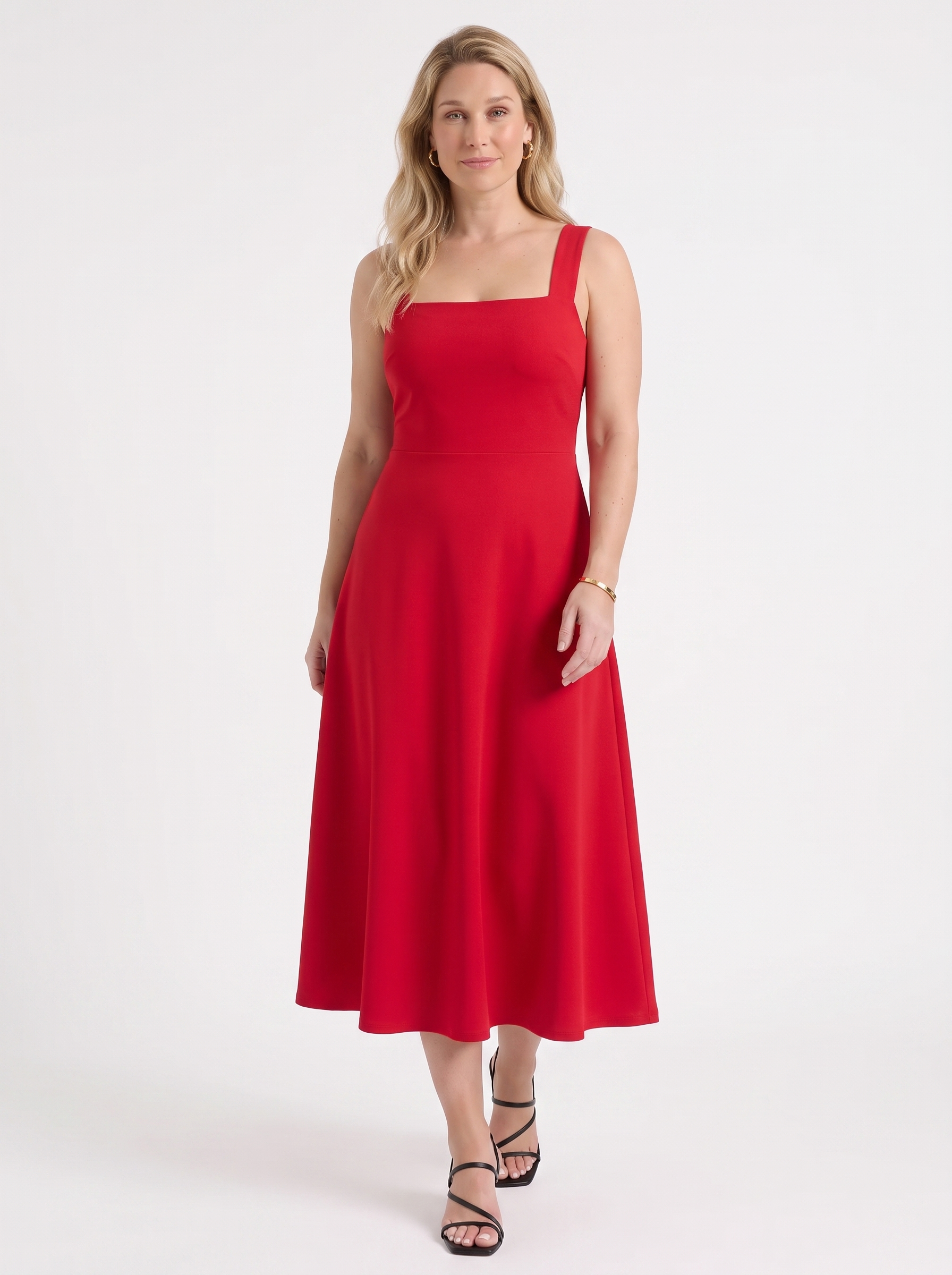 Chloe Midikleid mit Karree-Ausschnitt