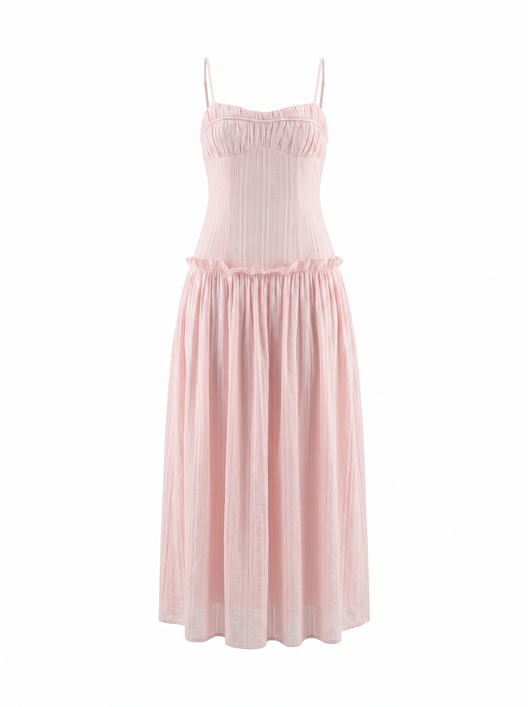 Elena Maxikleid mit Spaghettiträgern und gerafftem Oberteil