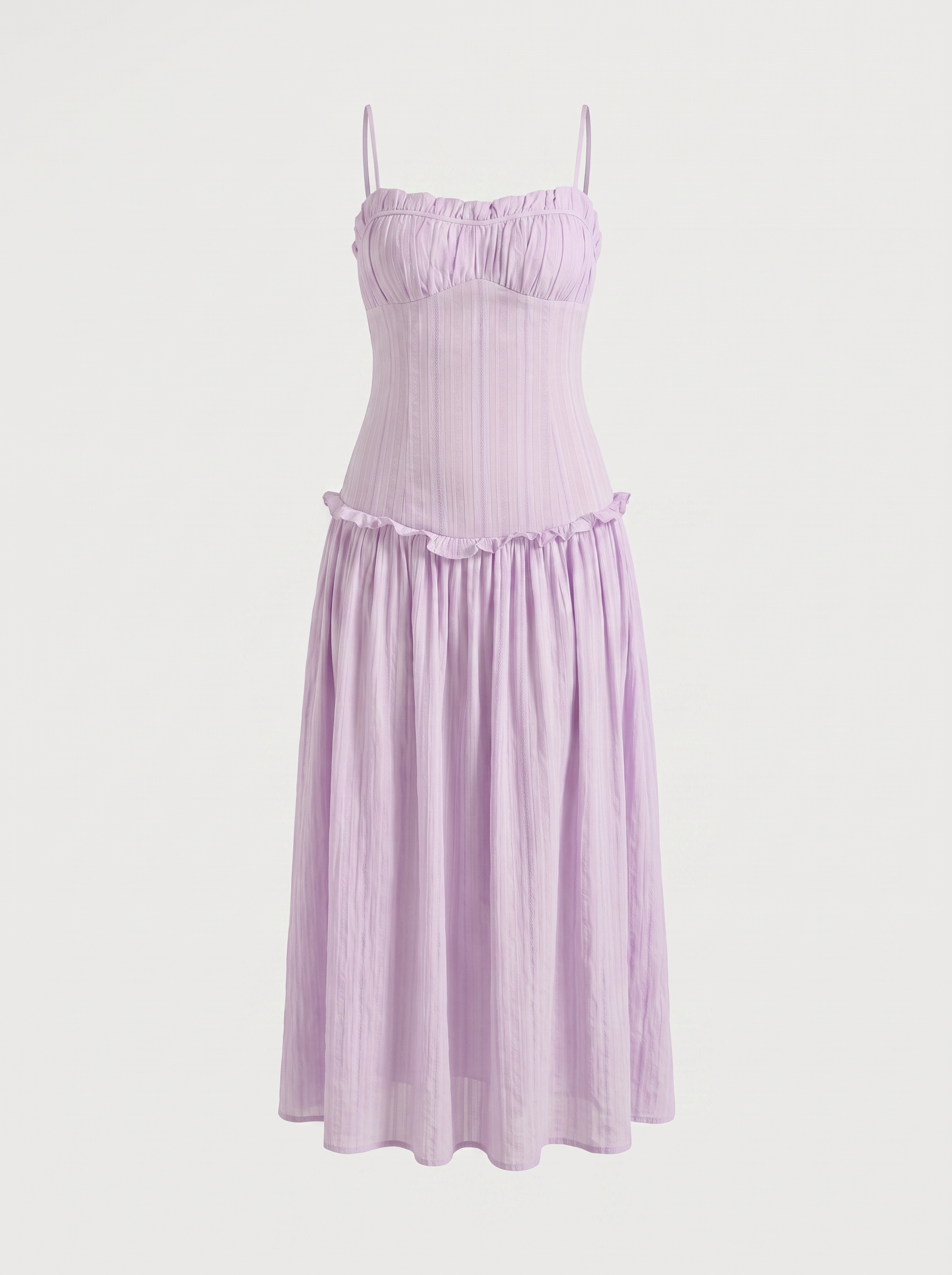 Elena Maxikleid mit Spaghettiträgern und gerafftem Oberteil