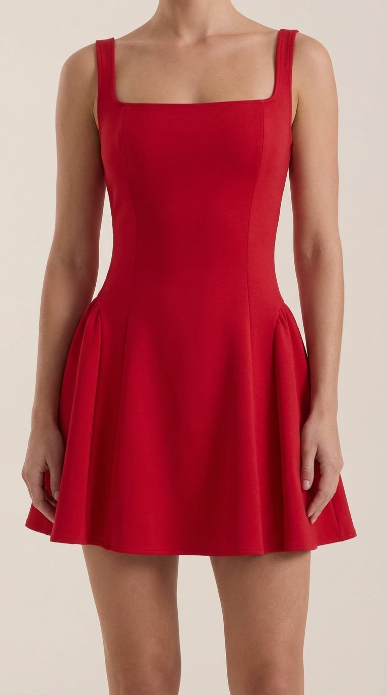 Dixie Minikleid mit eckigem Ausschnitt