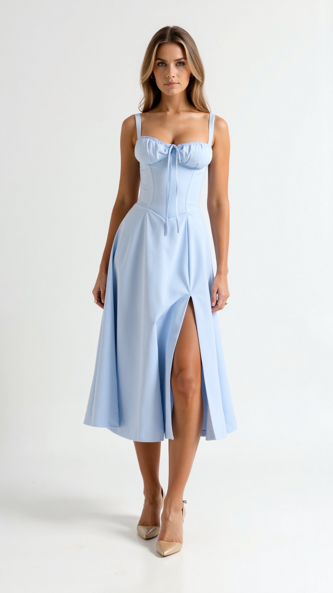 Jade Midikleid mit Schnürung