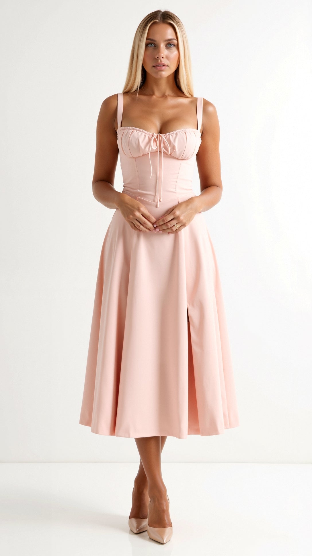 Jade Midikleid mit Schnürung