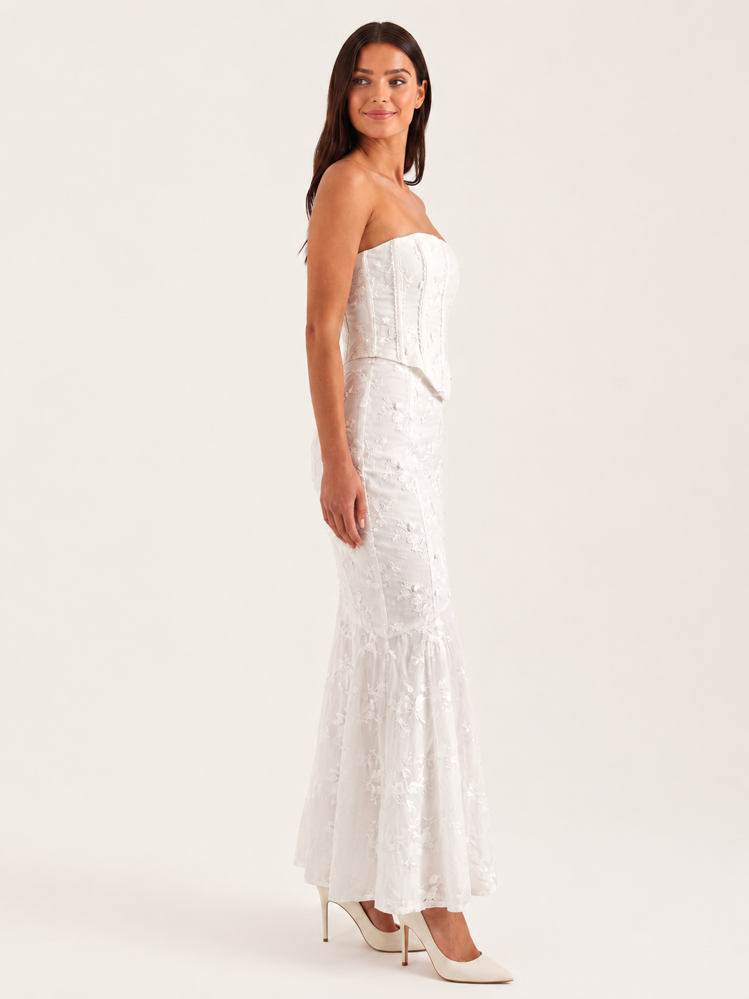 Lea Korsett-Spitzen-Maxikleid