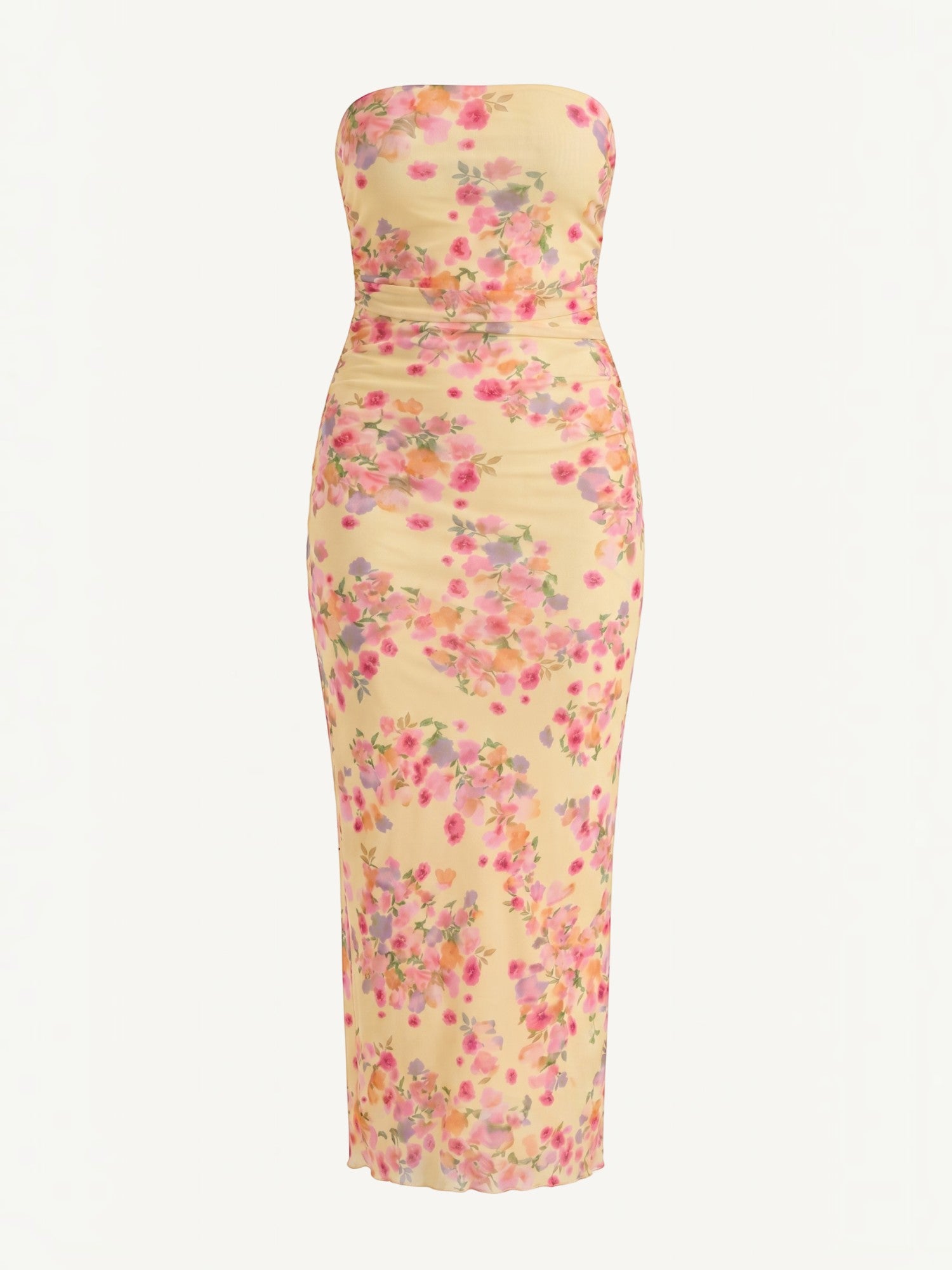 Elodie Bandeau-Maxikleid mit Raffung