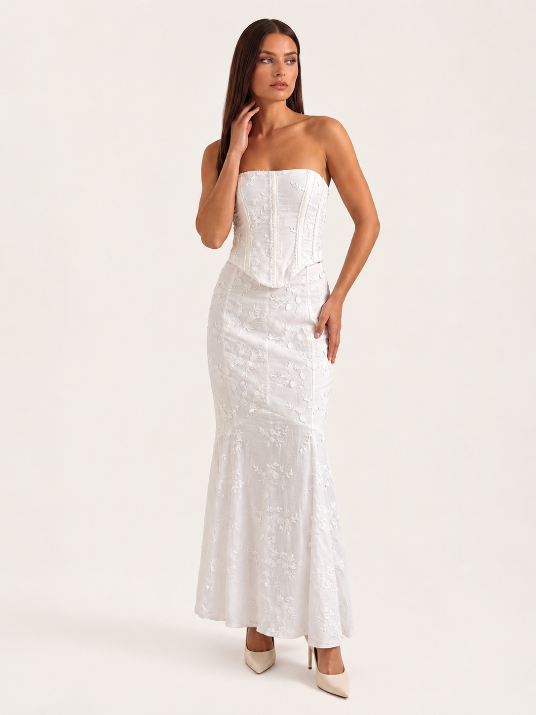 Lea Korsett-Spitzen-Maxikleid