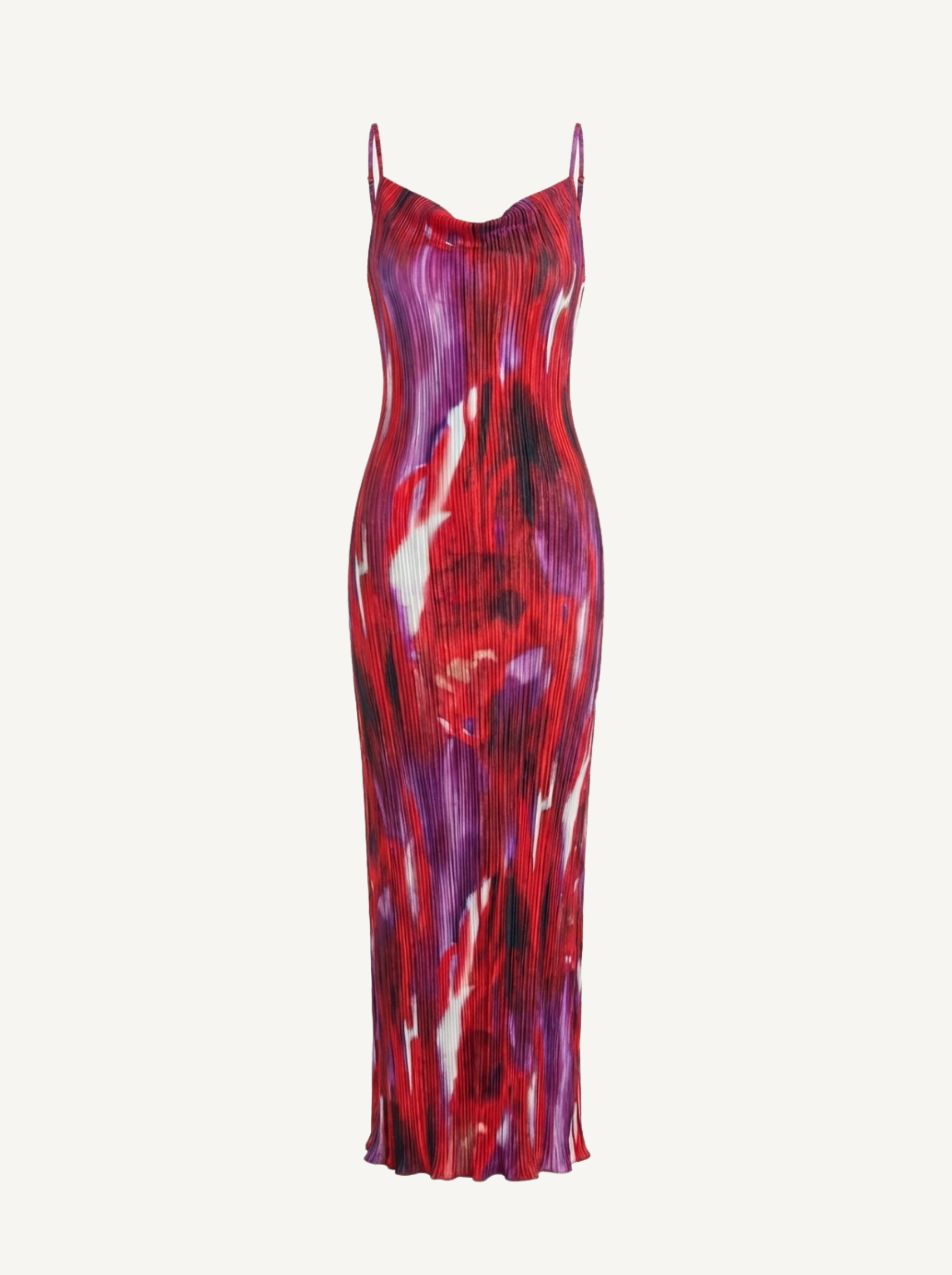 Henrietta Plissee Maxikleid mit Spaghettiträgern