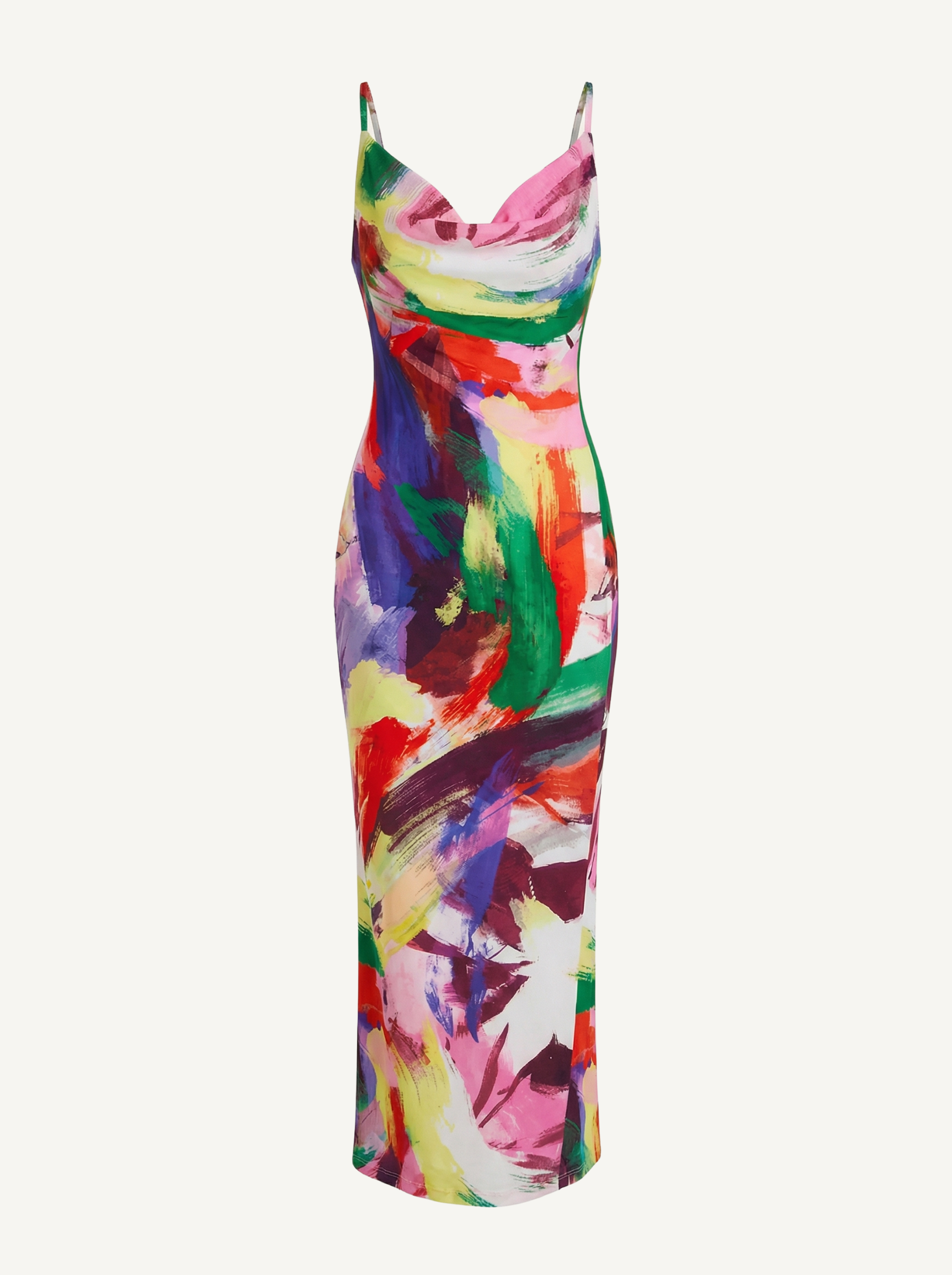 Henrietta Plissee Maxikleid mit Spaghettiträgern