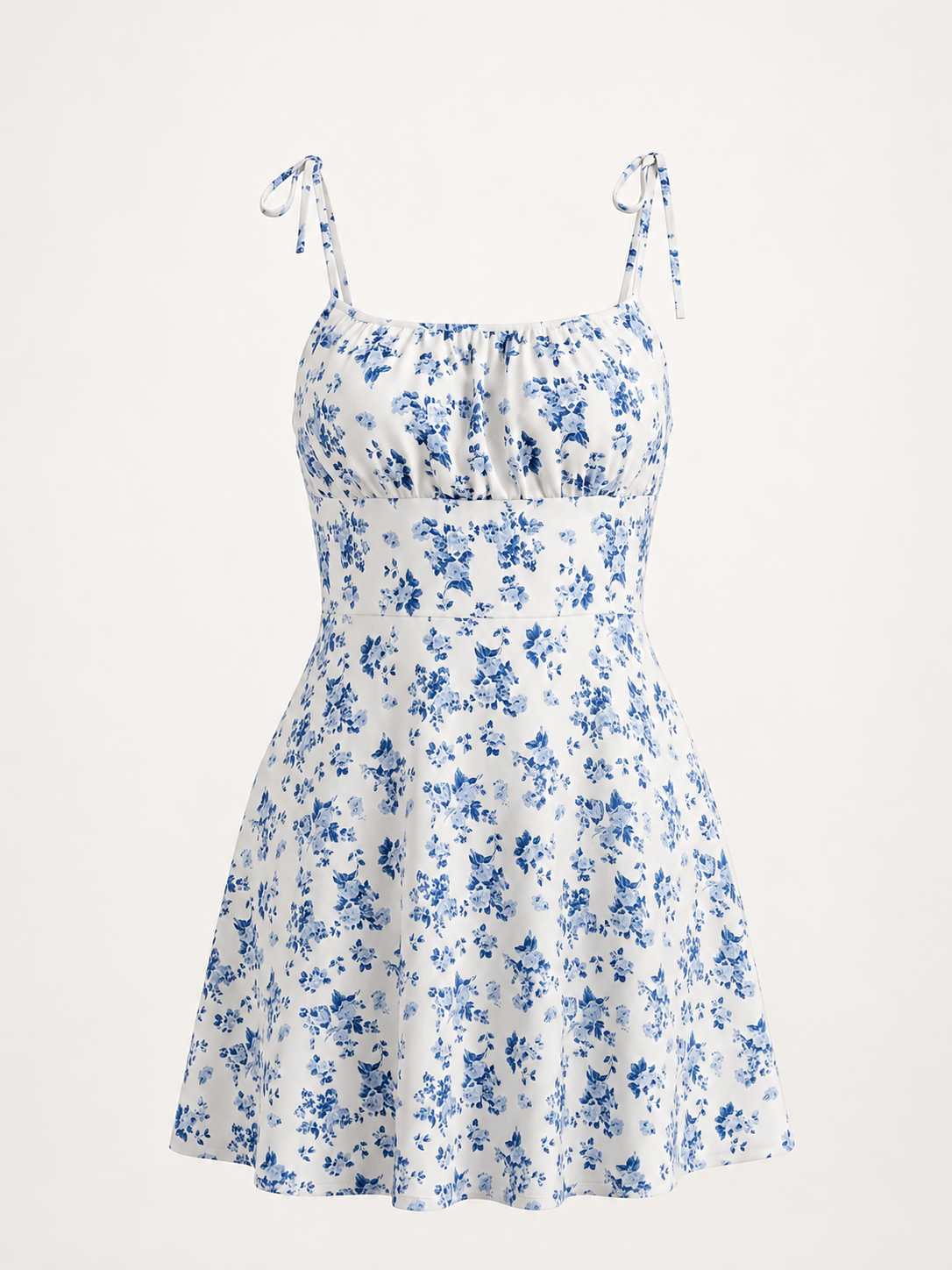 Sofia Minikleid mit Bindeträgern und Blumenprint