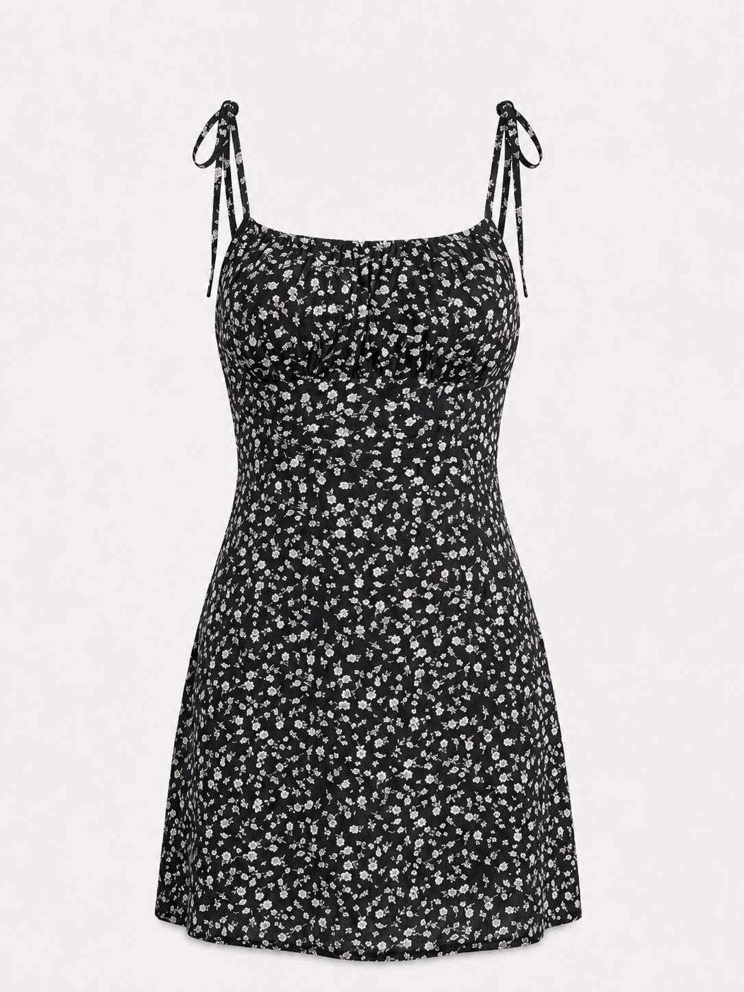 Sofia Minikleid mit Bindeträgern und Blumenprint