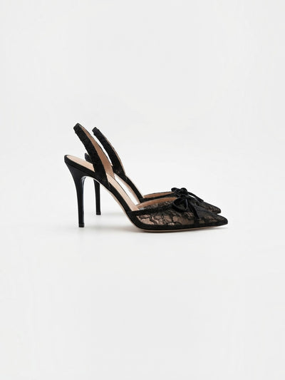 Alouette Spitzen Slingback Pumps mit Schleifendetail