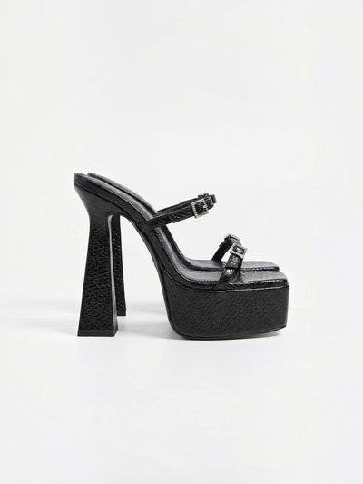 Anora High Heel Plateau Mules mit Schnallen