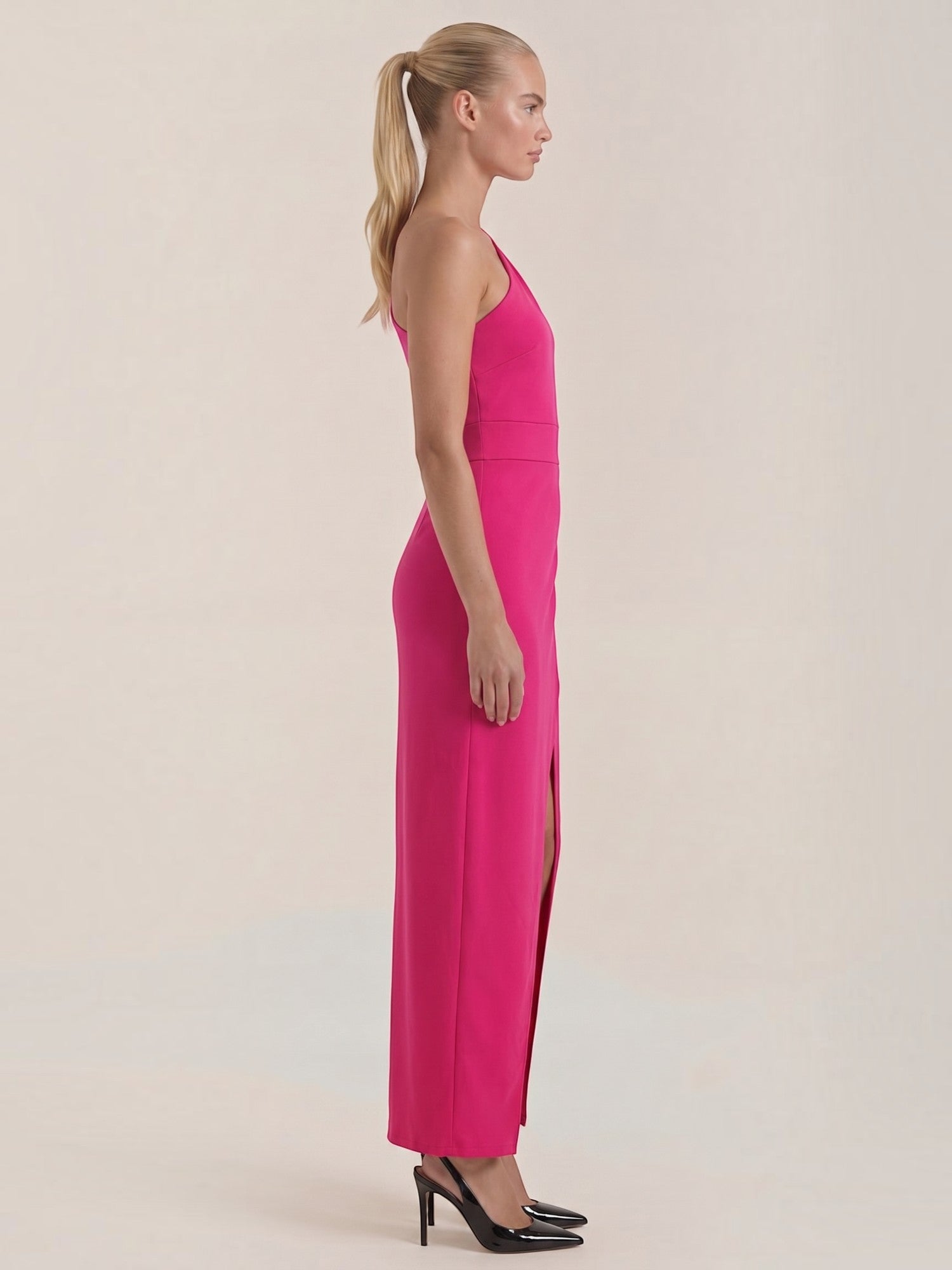 Fern Maxi Abendkleid One Shoulder mit Beinschlitz