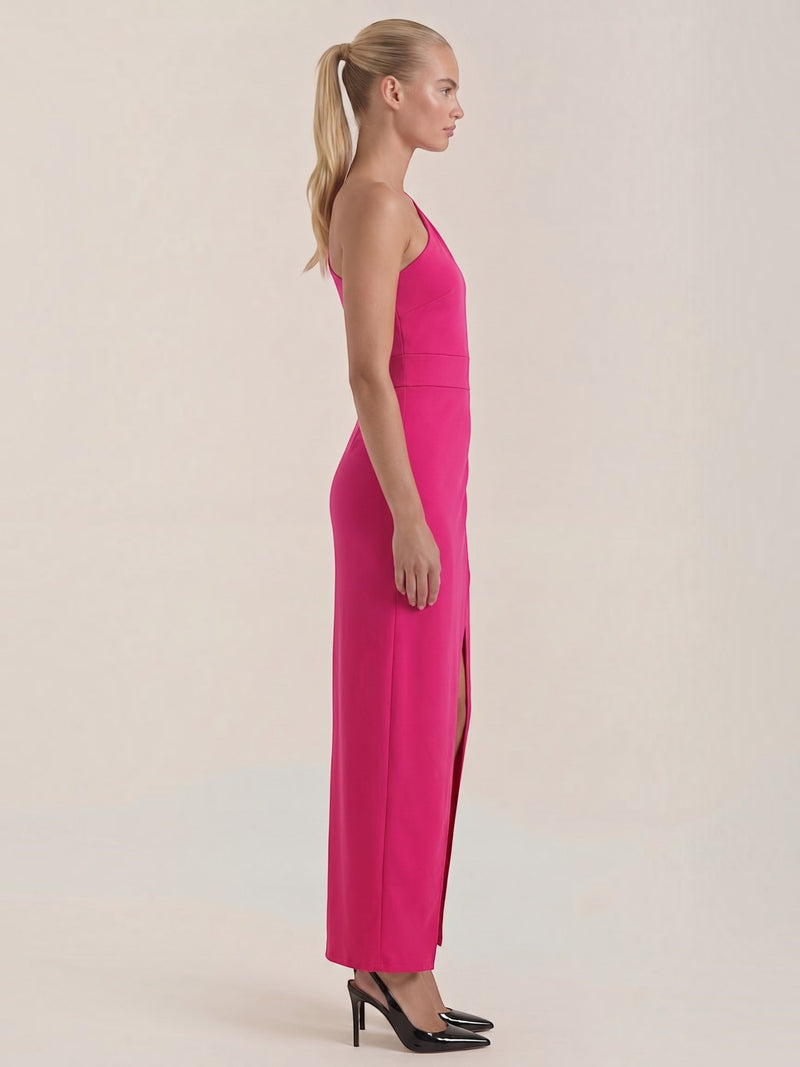 Fern Maxi Abendkleid One Shoulder mit Beinschlitz