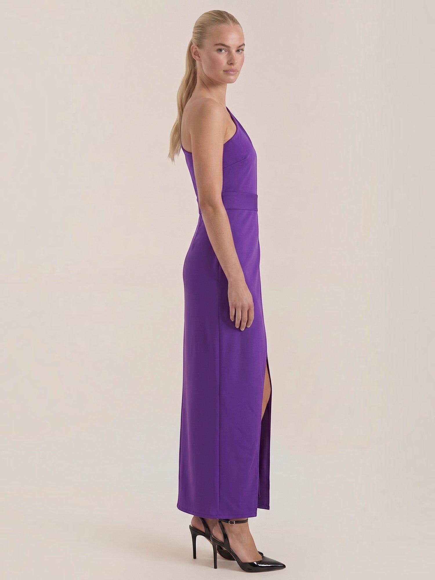Fern Maxi Abendkleid One Shoulder mit Beinschlitz