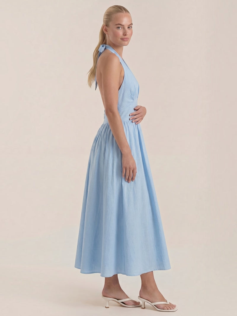Harlow Neckholder-Midikleid mit V-Ausschnitt