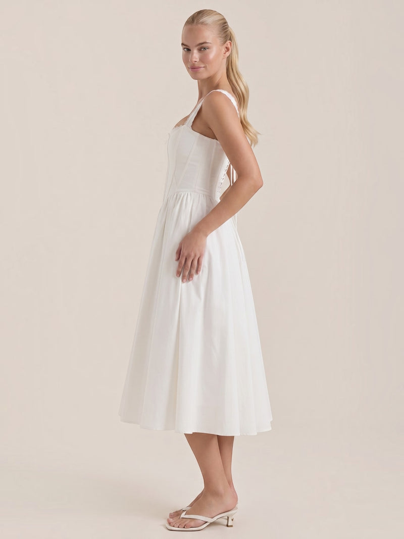 Kenya Midikleid mit Korsettoberteil und Spitzendetail