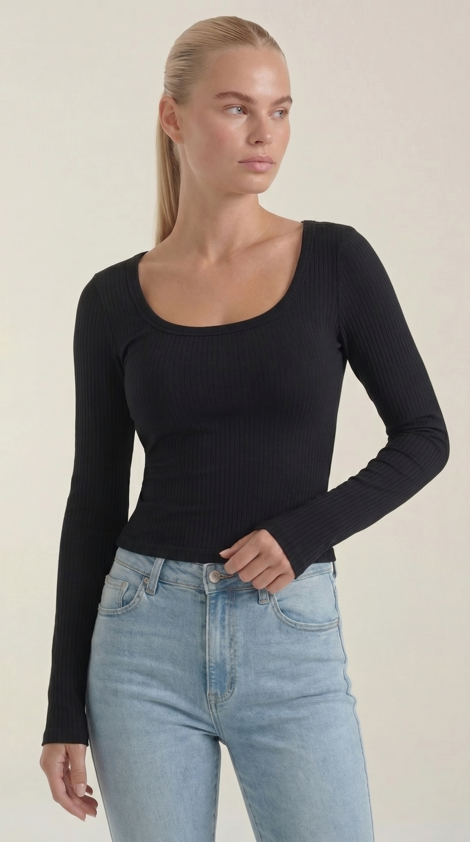Marian Langarm-Top mit Scoop-Neck