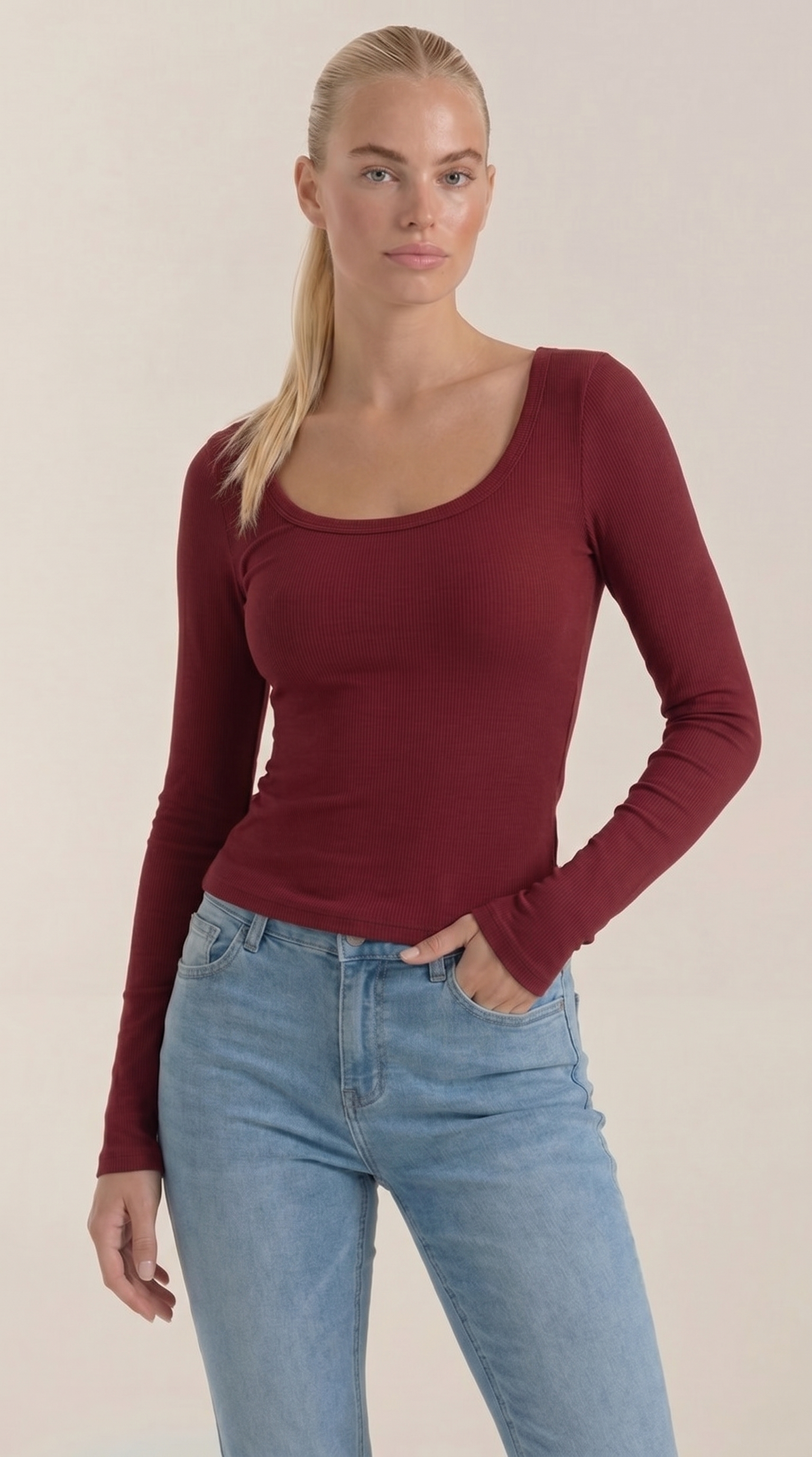 Marian Langarm-Top mit Scoop-Neck