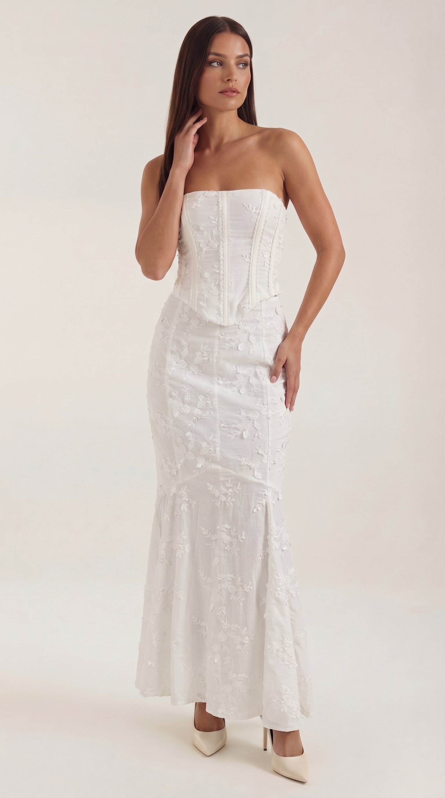 Anastasia Korsett-Spitzen-Maxikleid