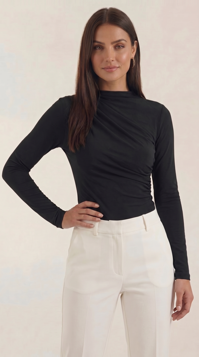 Audrey Longsleeve mit schmalem Stehkragen