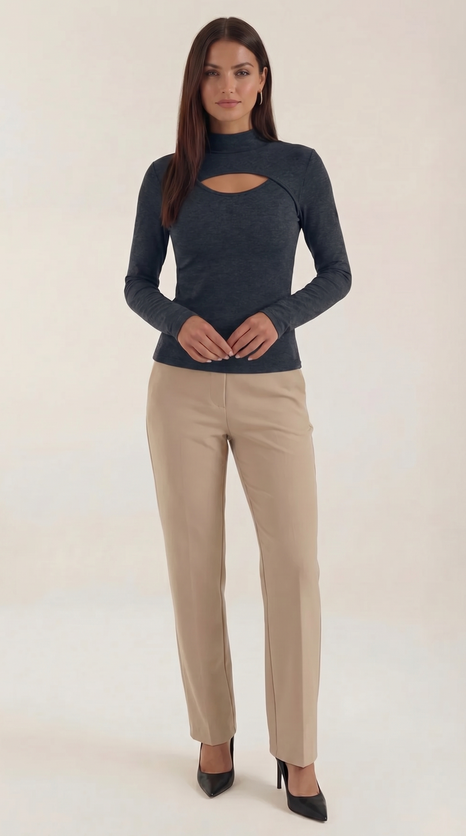 Barbara Longsleeve mit schmalem Stehkragen