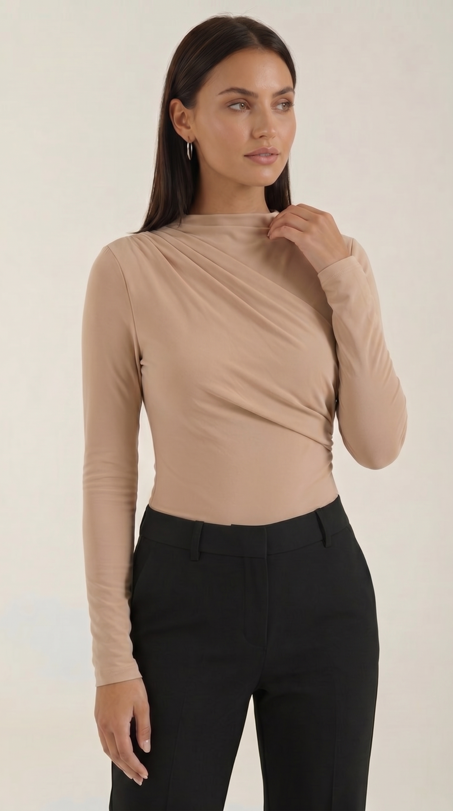 Audrey Longsleeve mit schmalem Stehkragen