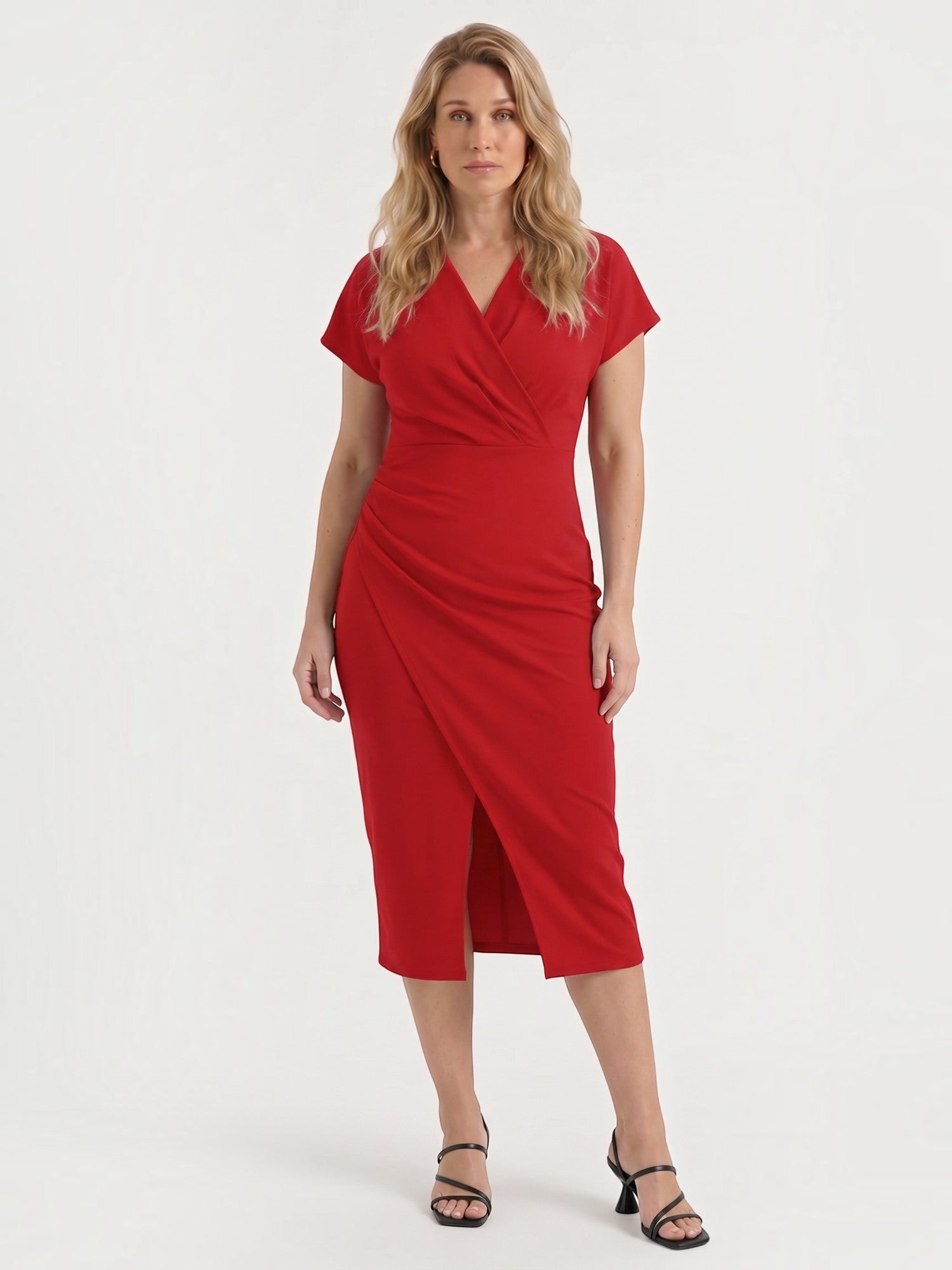 Raina Wickel-Midikleid mit V-Ausschnitt
