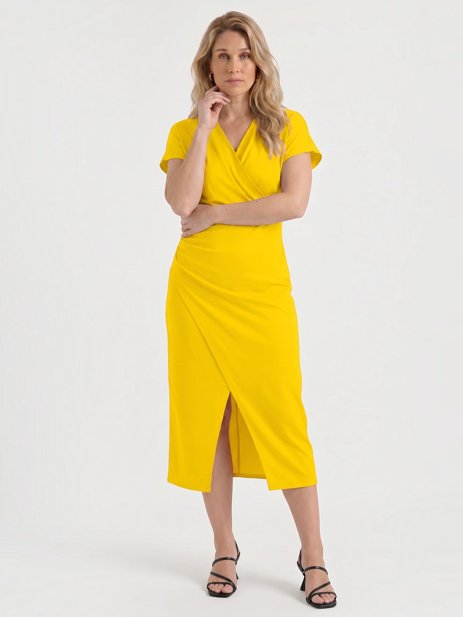 Raina Wickel-Midikleid mit V-Ausschnitt