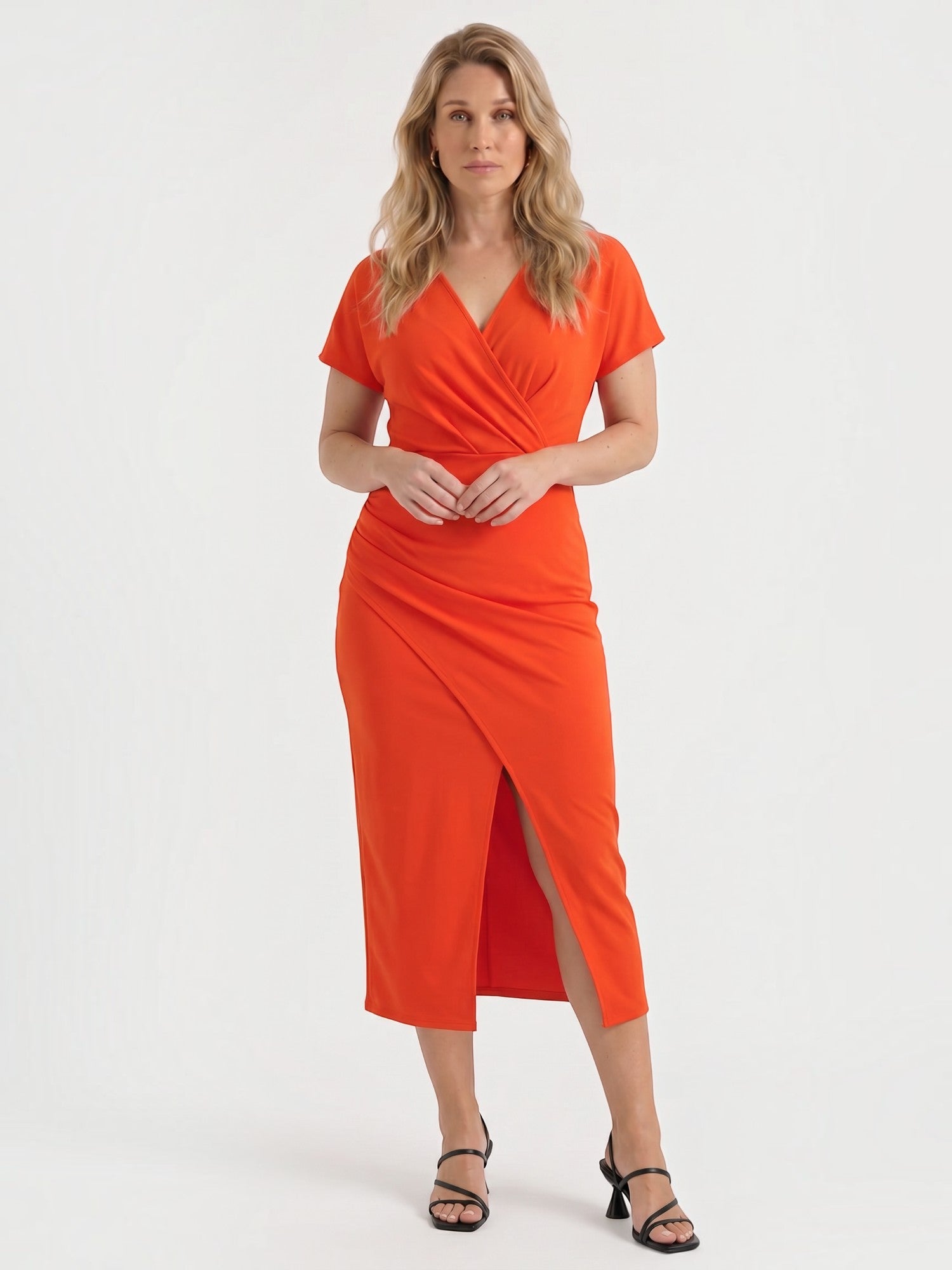 Raina Wickel-Midikleid mit V-Ausschnitt