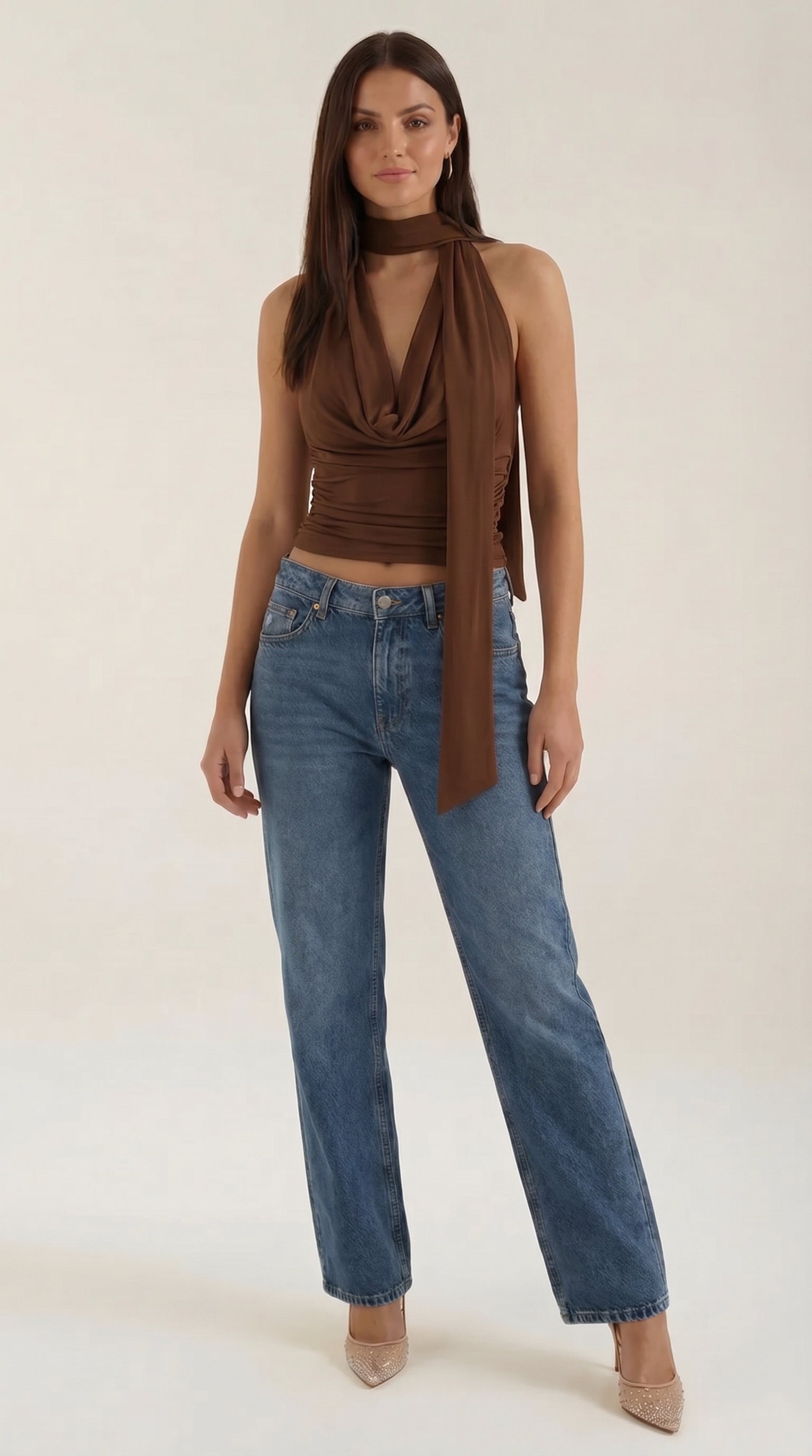 Thalia Neckholder-Top mit tiefem V-Ausschnitt