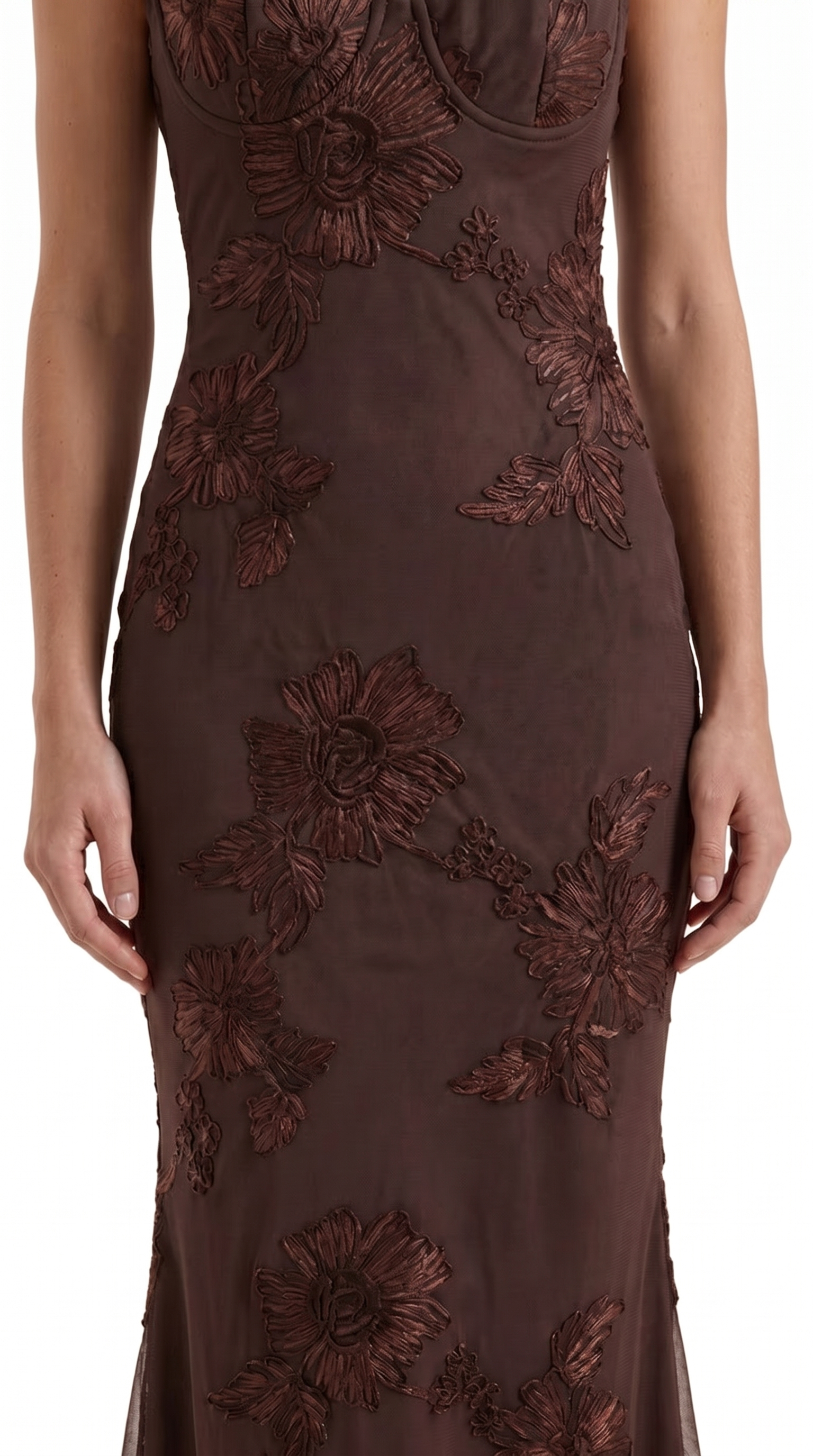 Chantal Korsett Maxi-Abendkleid mit Blumenmuster