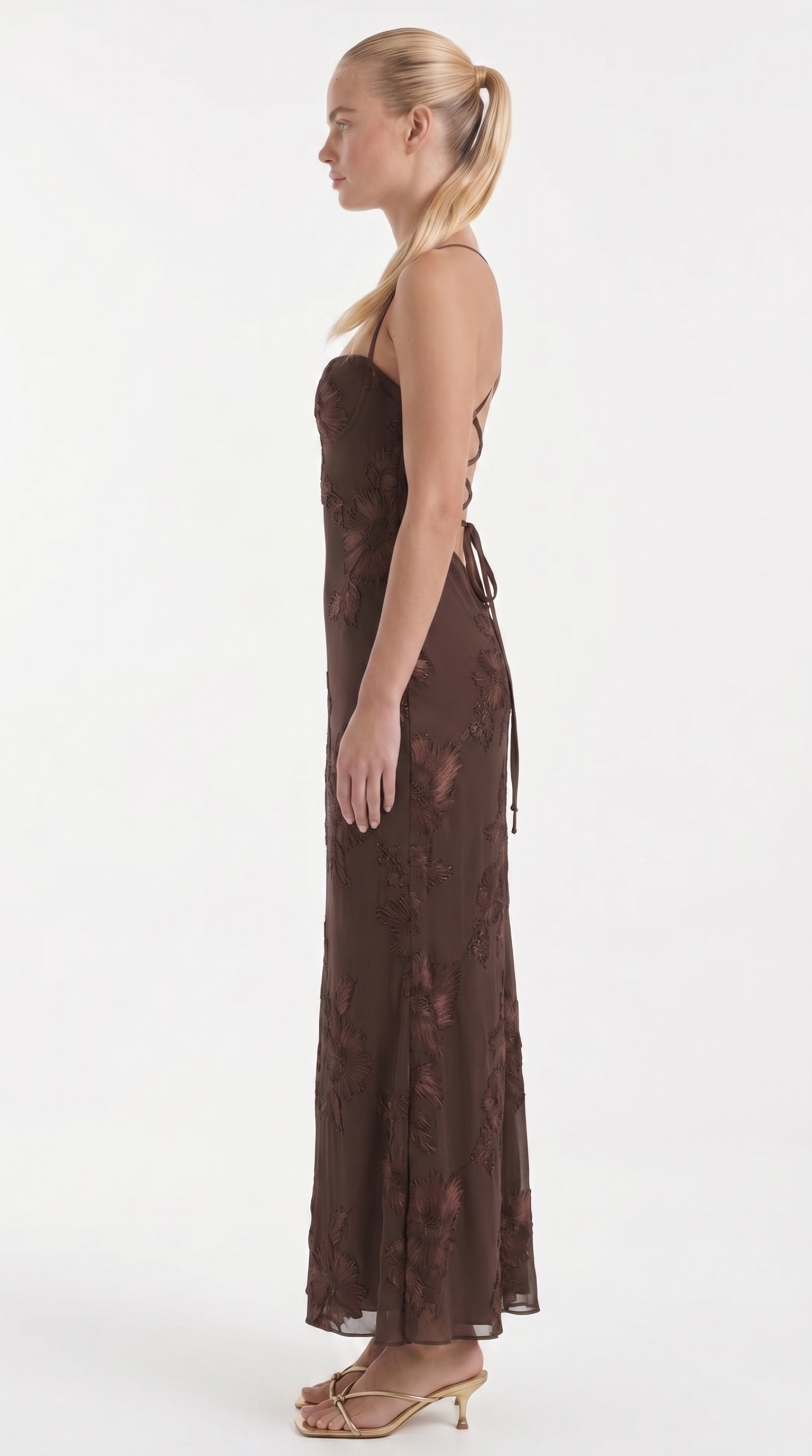 Chantal Korsett Maxi-Abendkleid mit Blumenmuster