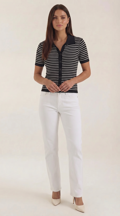 Edith Gestreiftes Polo-Top