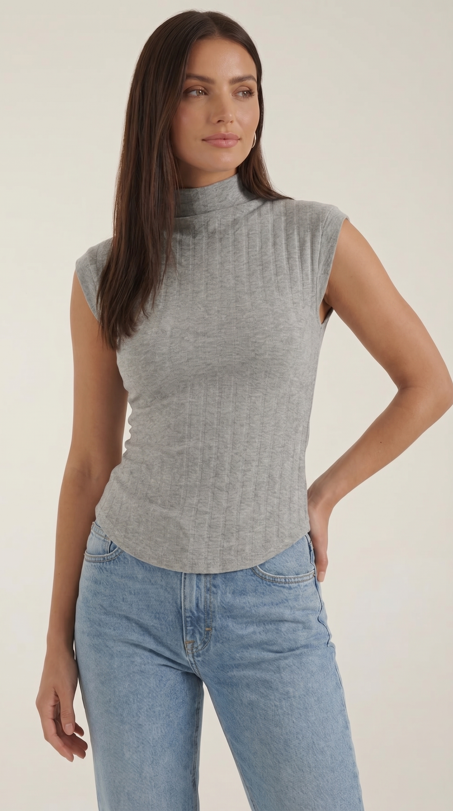 Cassandra Rollkragen-Top im Rippstrick-Look