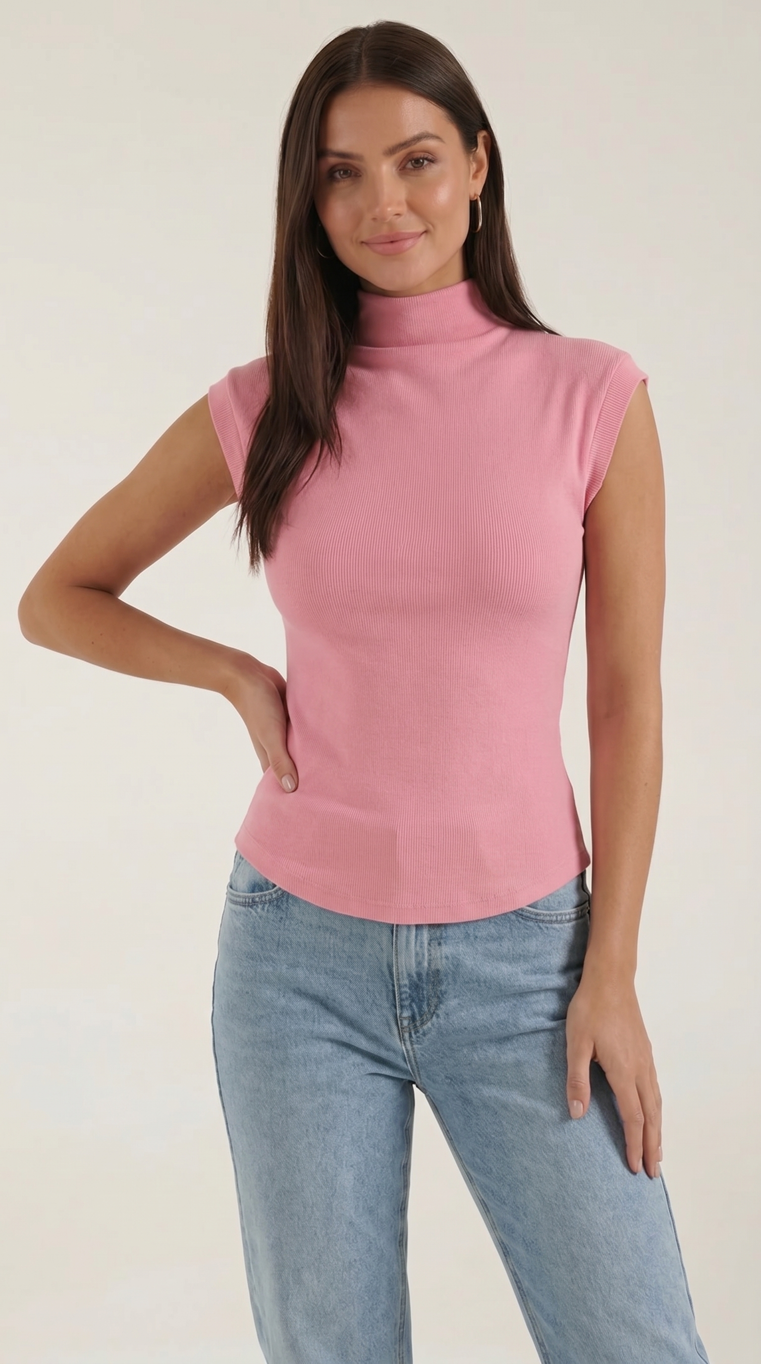 Cassandra Rollkragen-Top im Rippstrick-Look