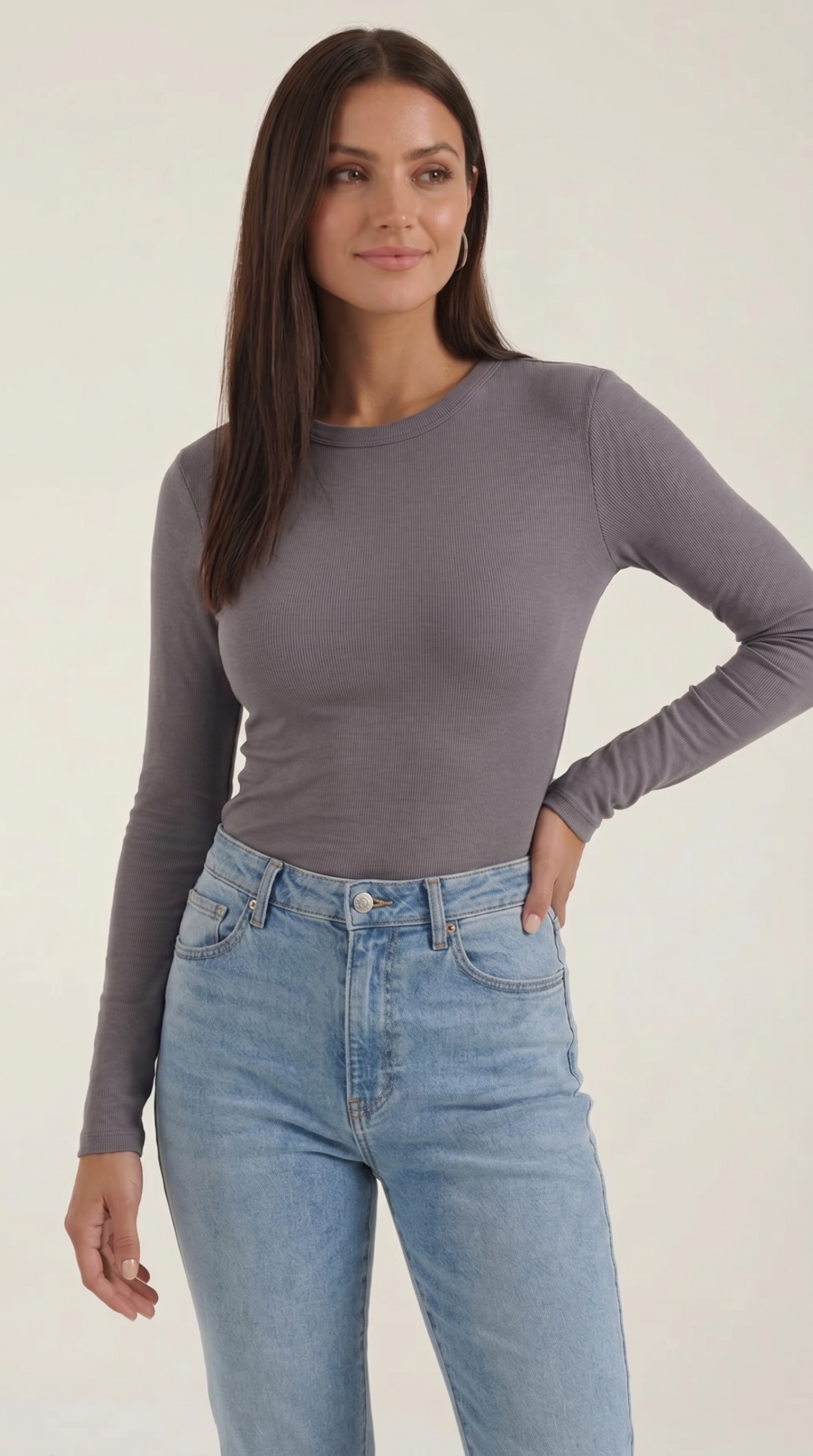 Freya Langarmshirt mit gerippter Struktur