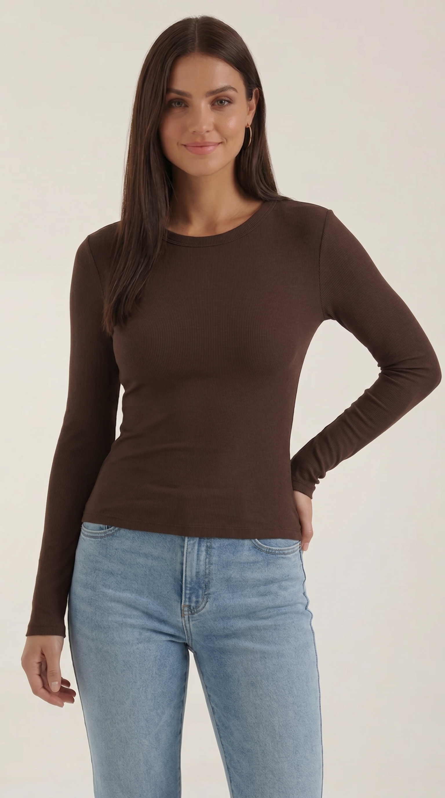 Freya Langarmshirt mit gerippter Struktur