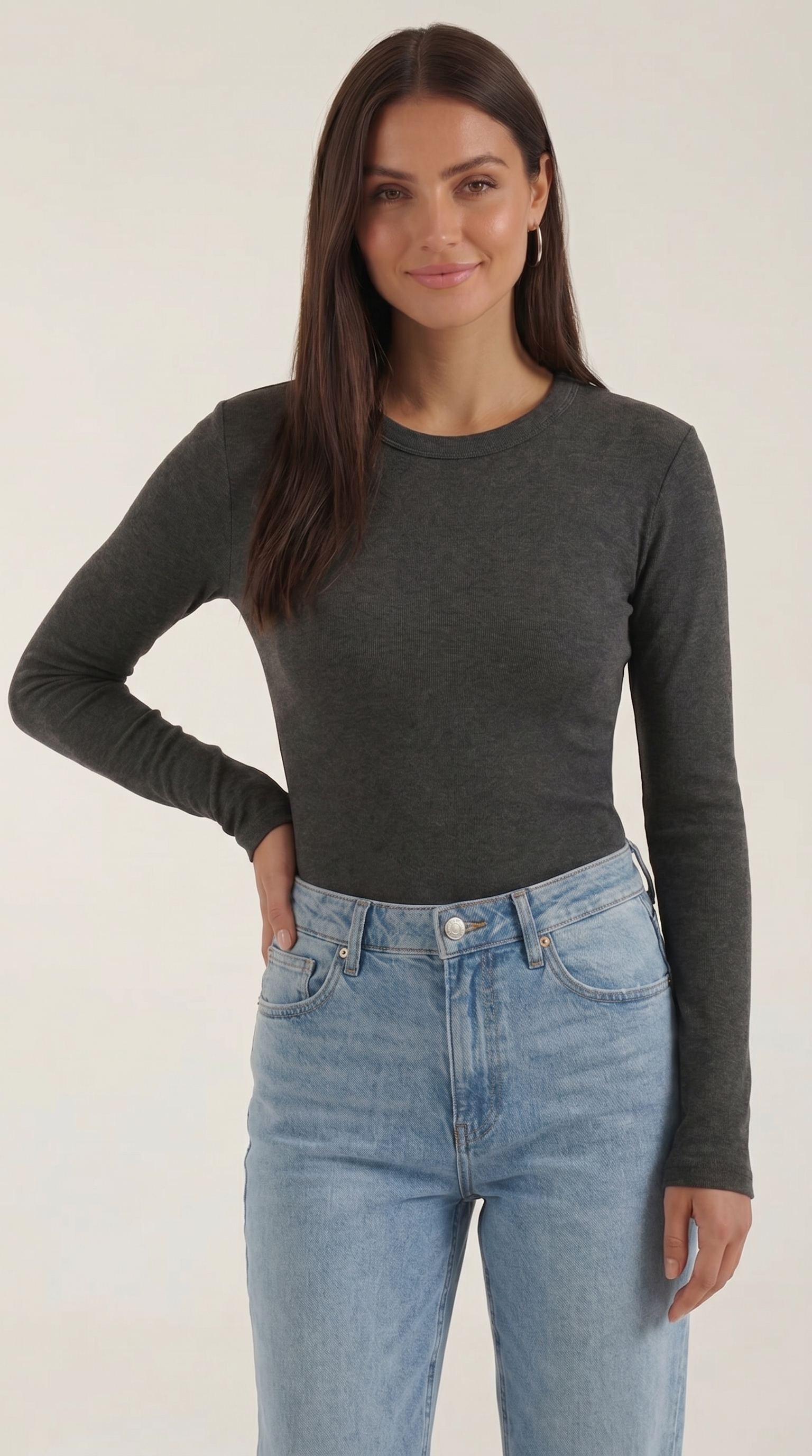 Freya Langarmshirt mit gerippter Struktur