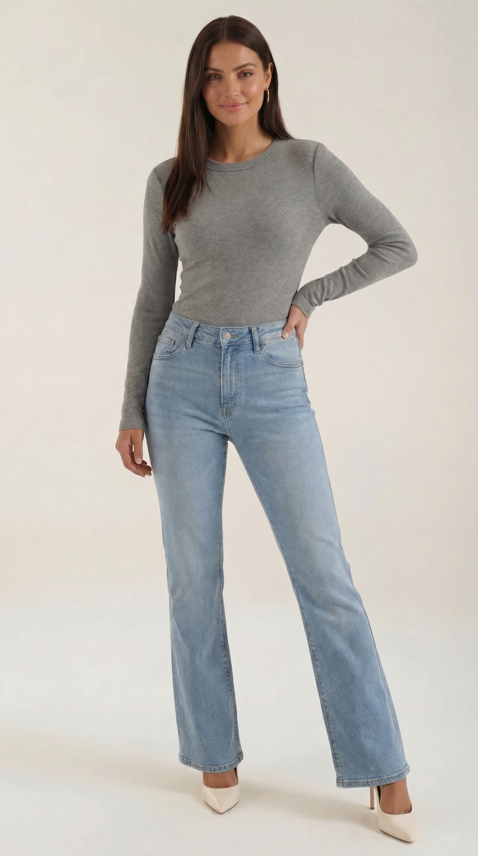 Freya Langarmshirt mit gerippter Struktur